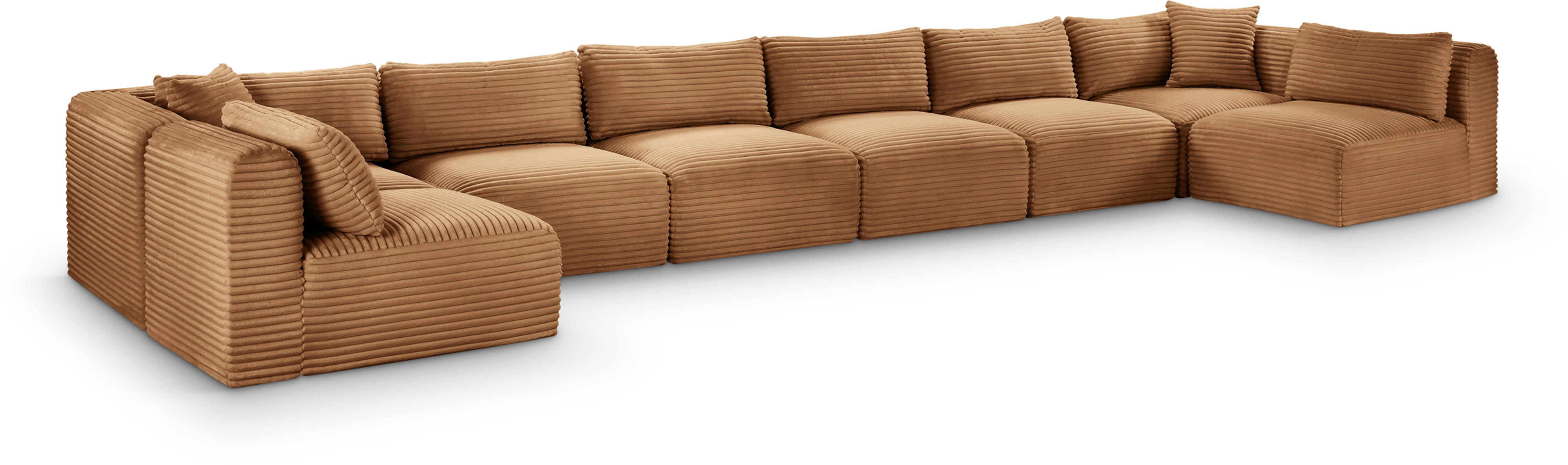 Shaggy - 8 Piece Modular U-Shaped Armless Sectional - Saddle
