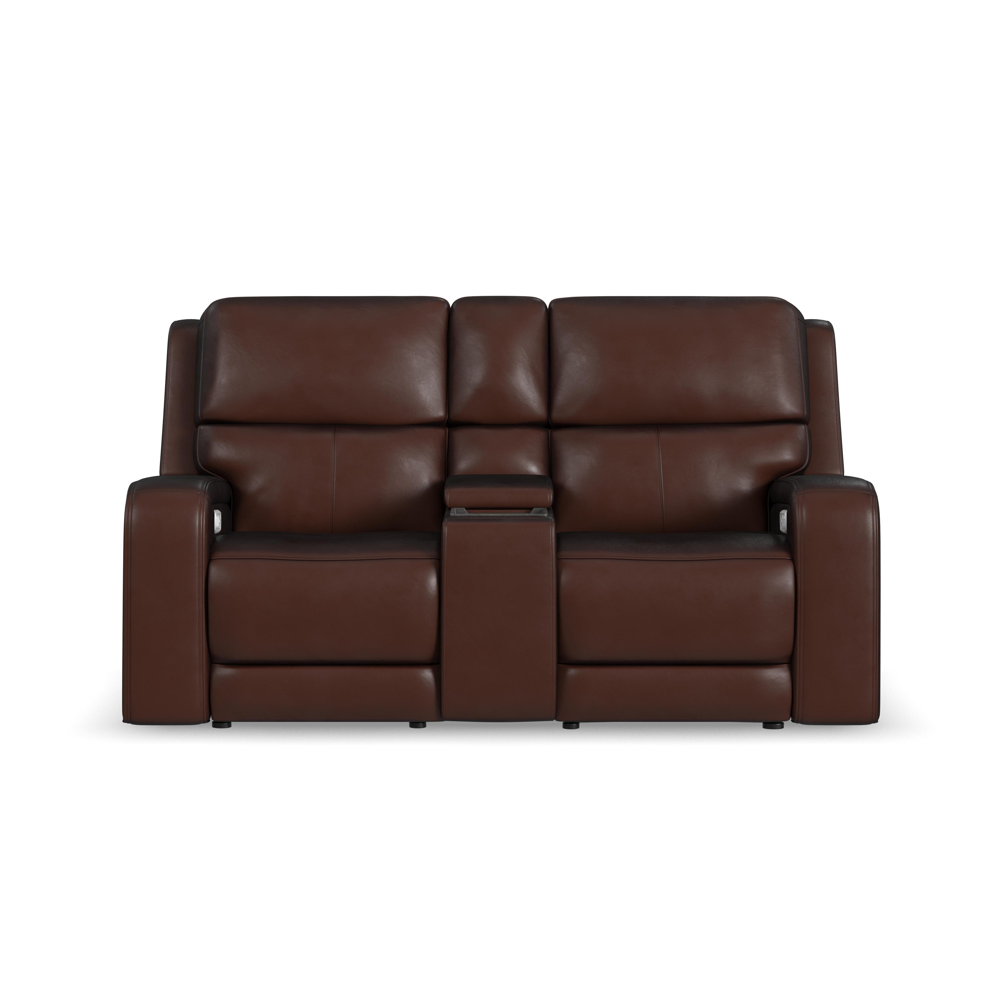 Oasis - Power Reclining Loveseat With Console, Power Headrests, Lumbar, Heat & Massage - Truffle, dark brown, view 2