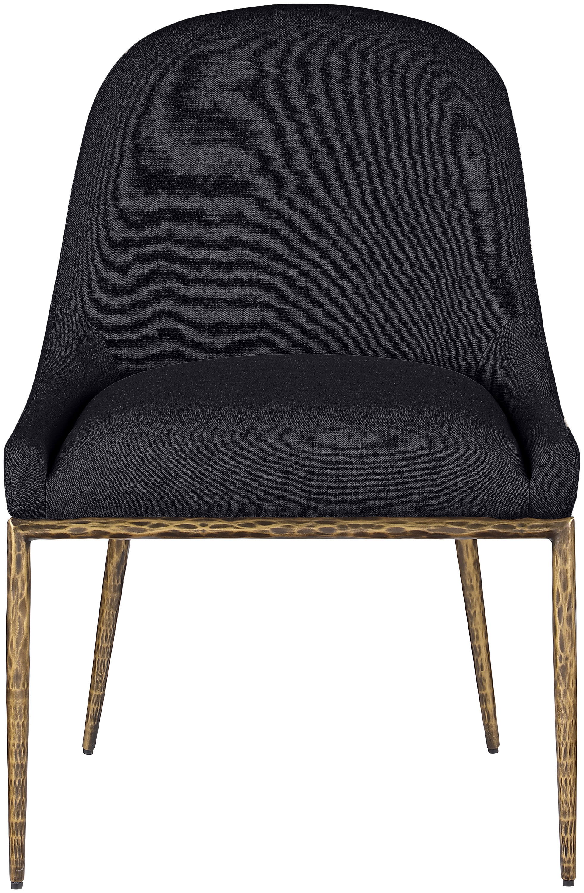 Ferro - Linen Textured Performance Fabric Upholstered Dining Side Chair - Black / Brushed Brass