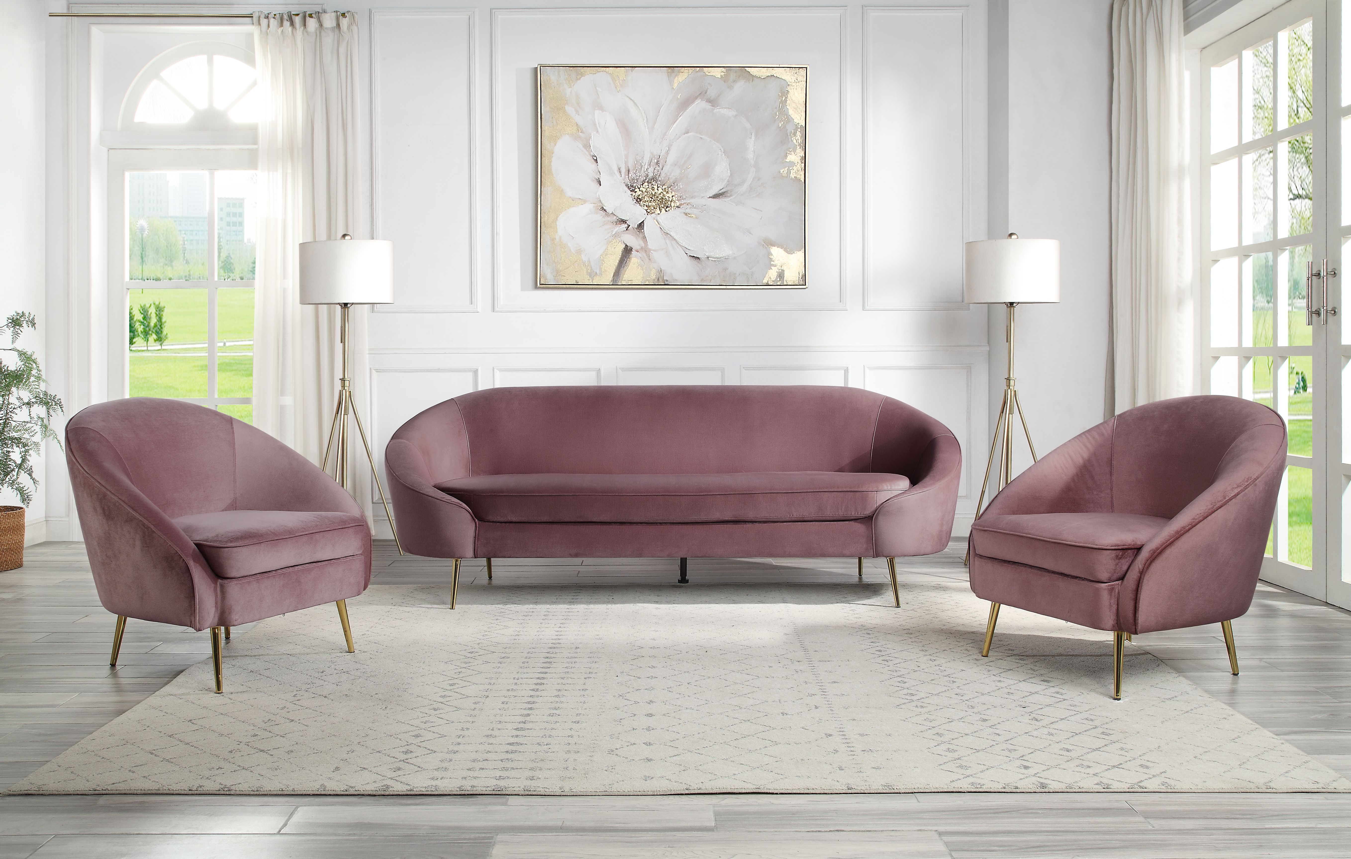 Abey - Sofa - Pink Velvet, pink, view 5