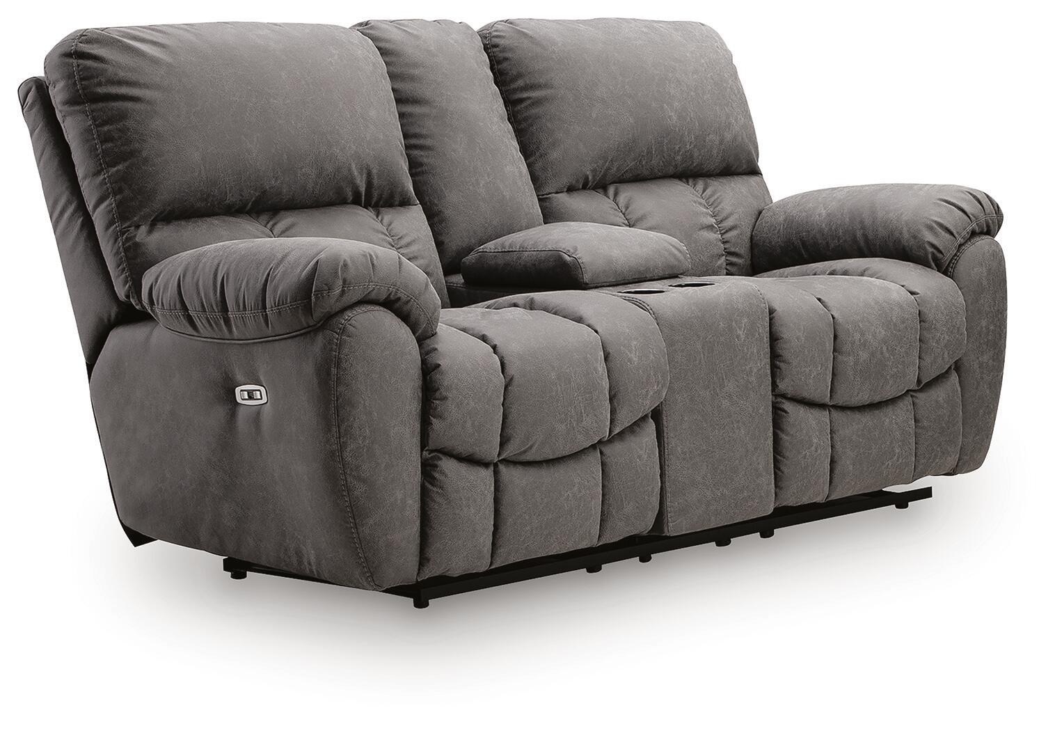 Bakerstein – Power Reclining Loveseat/Console/Adjustable Headrest – Galaxy