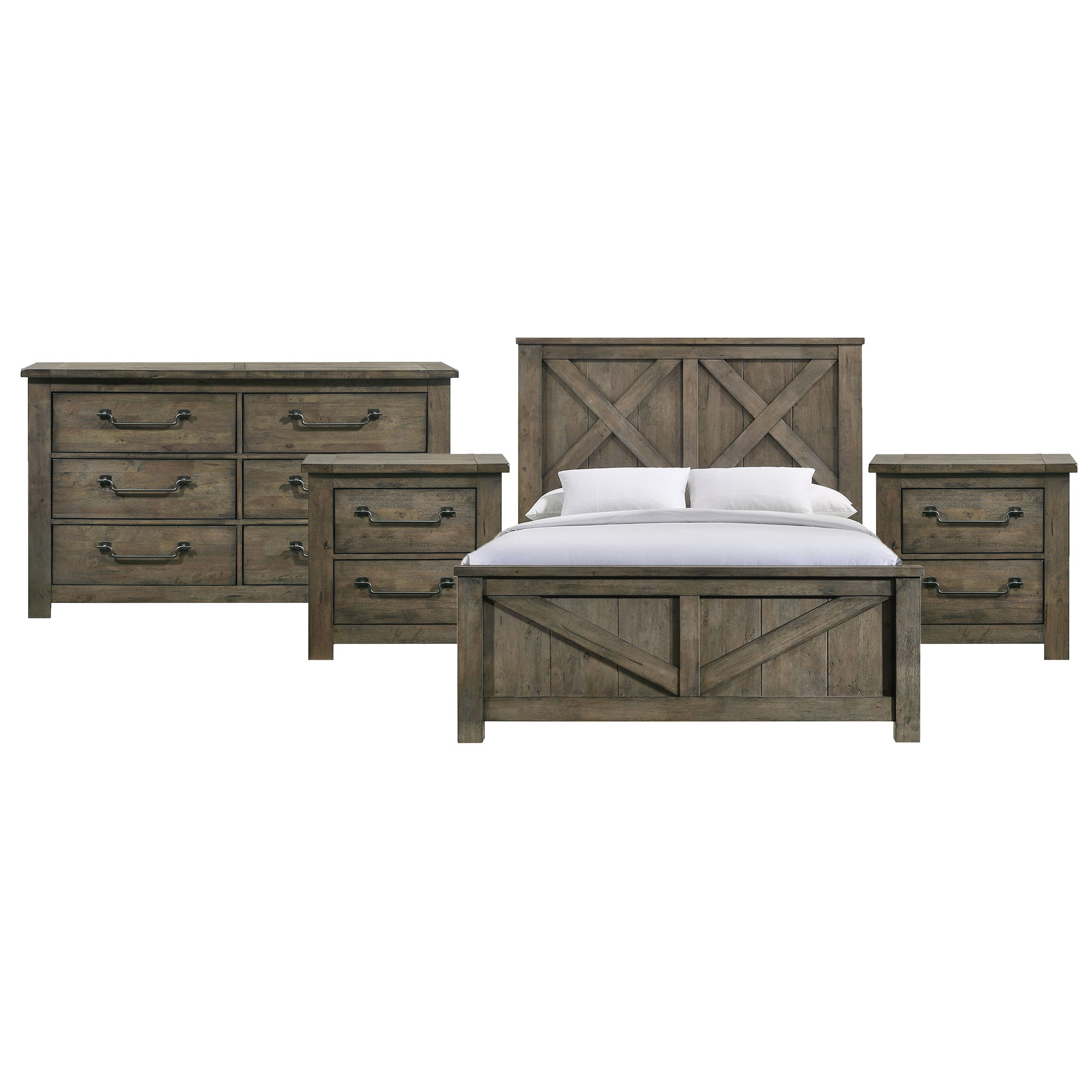 Queen · 4 Pc · Bedroom Set With 2 Nightstands & Dresser