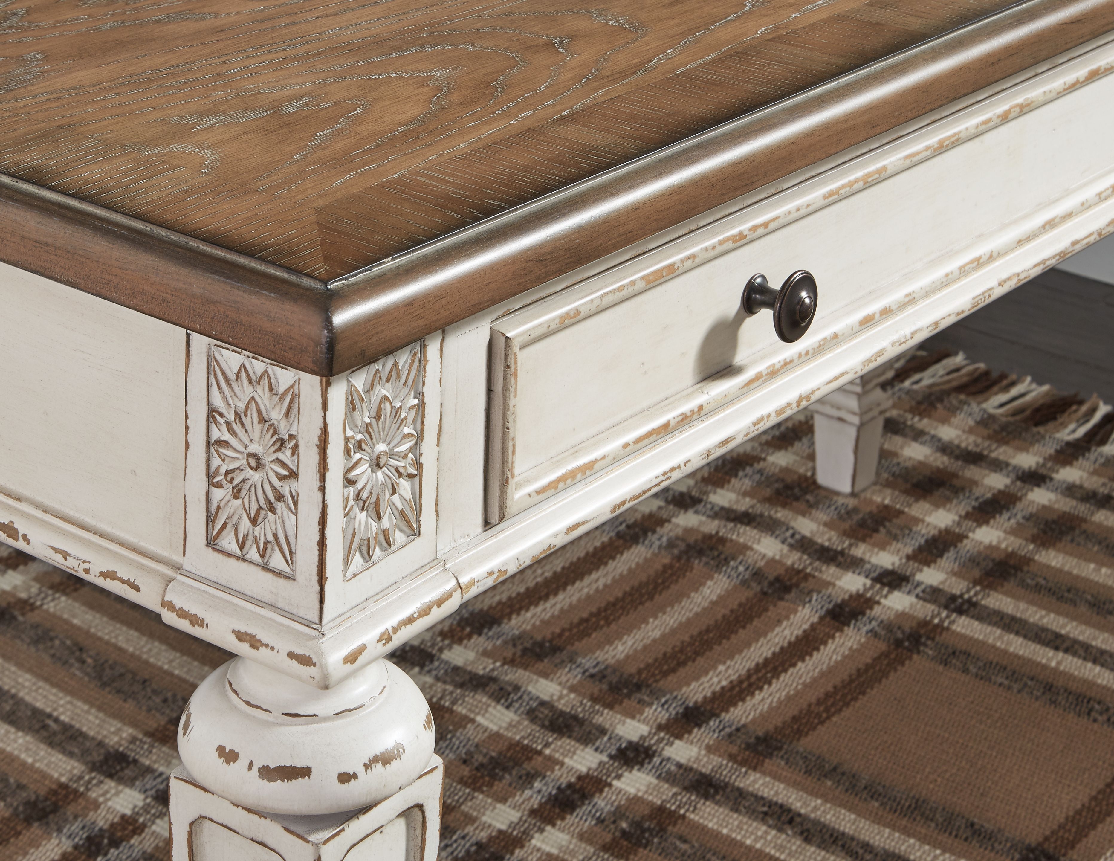 Ashley Furniture Realyn - Home Office L Shaped Desk - White / Brown - Image 7