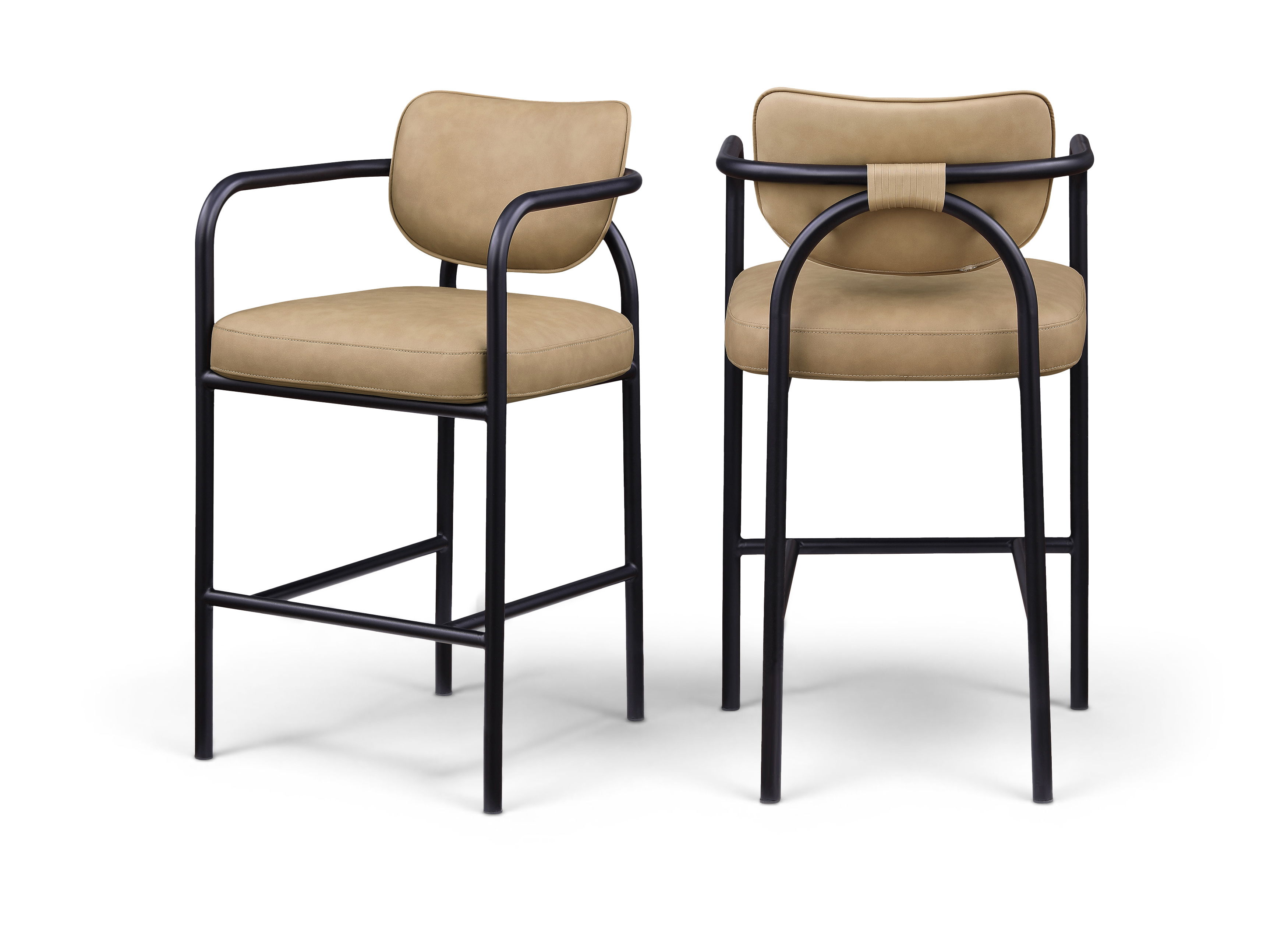 Serava - Vegan Leather Upholstered Bar Stool - Tan