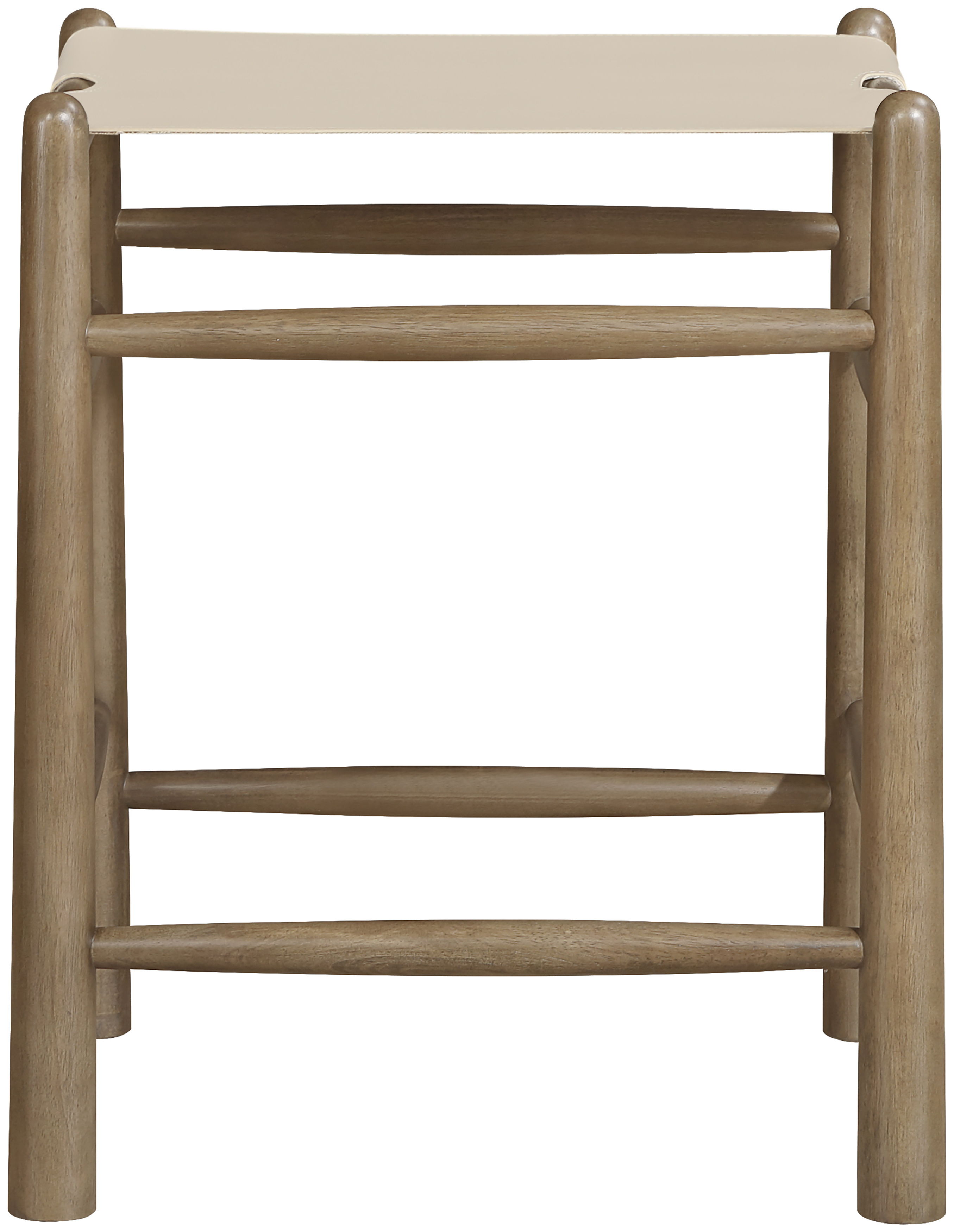 Santos - Vegan Leather Upholstered Backless Counter Stool - Beige / Stained Brown