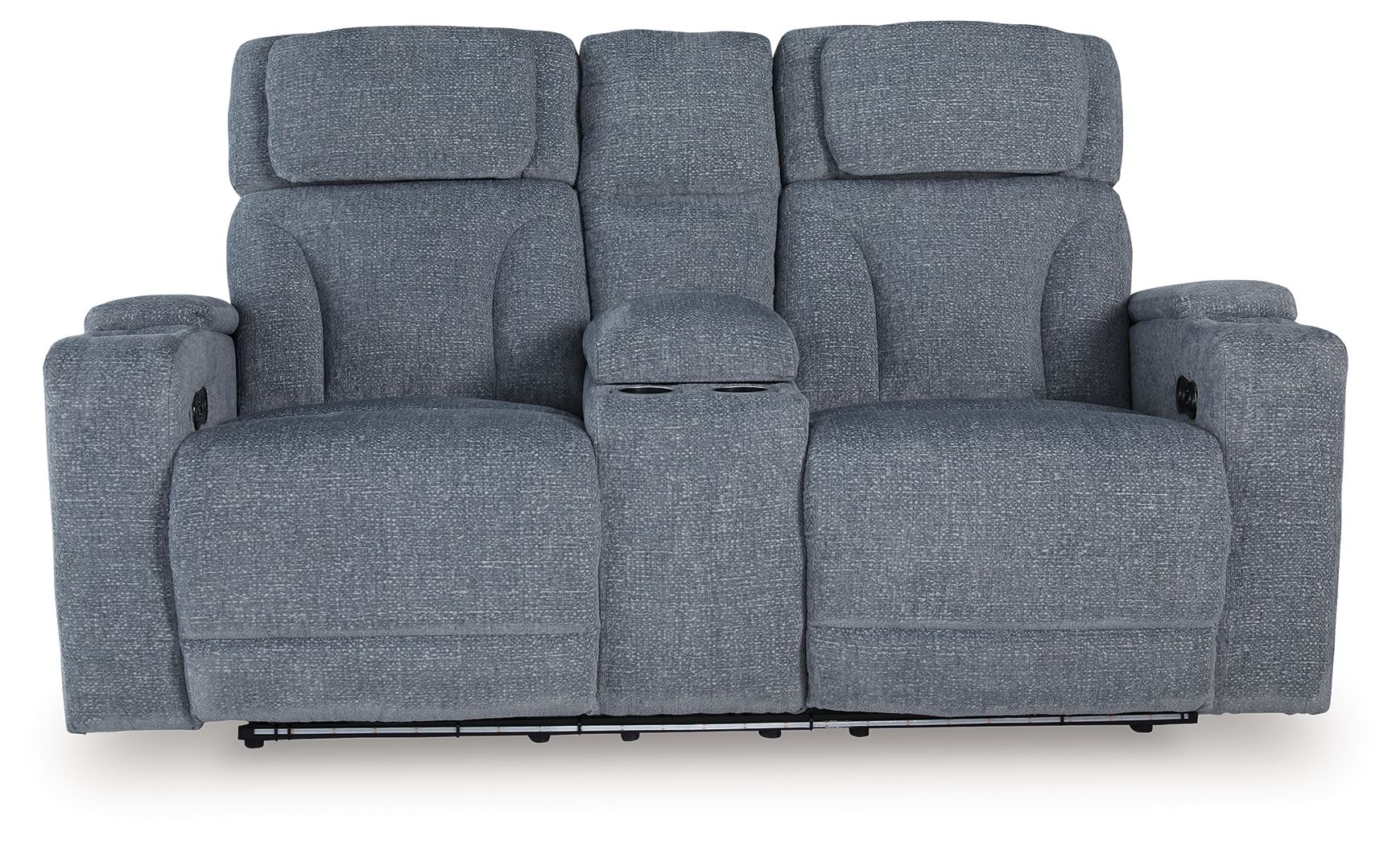 Ashley Furniture Studio Cave - Power Reclining Loveseat with Console - Steel - Image 4