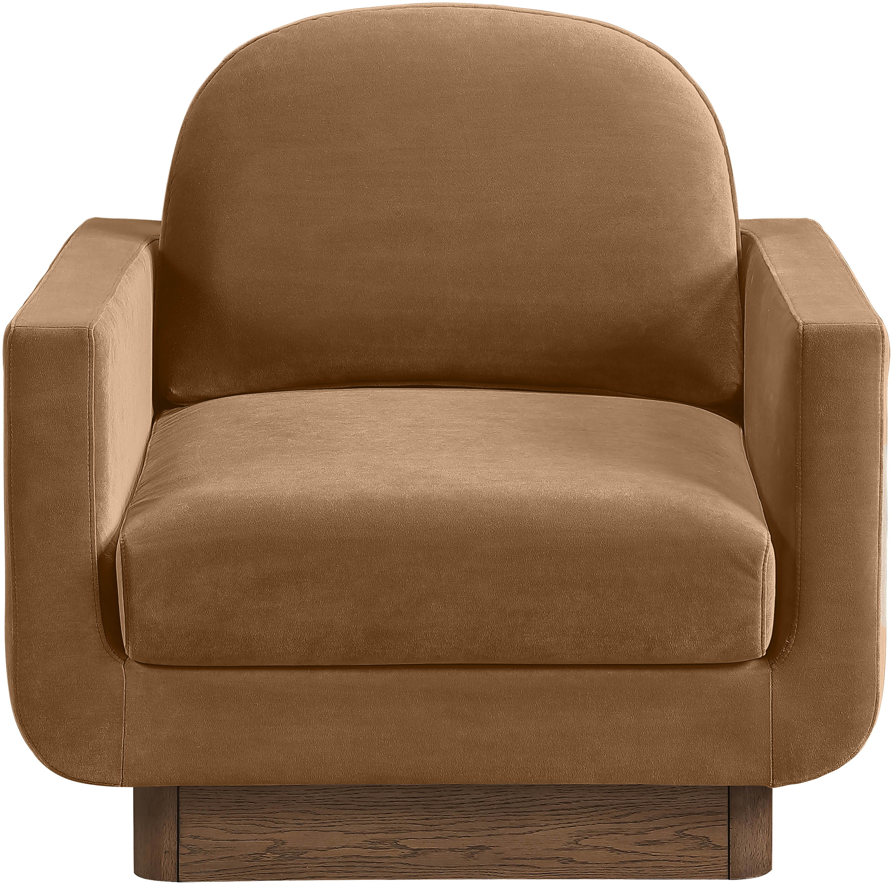 Diviento - Velvet Performance Fabric Upholstered Accent Chair - Saddle