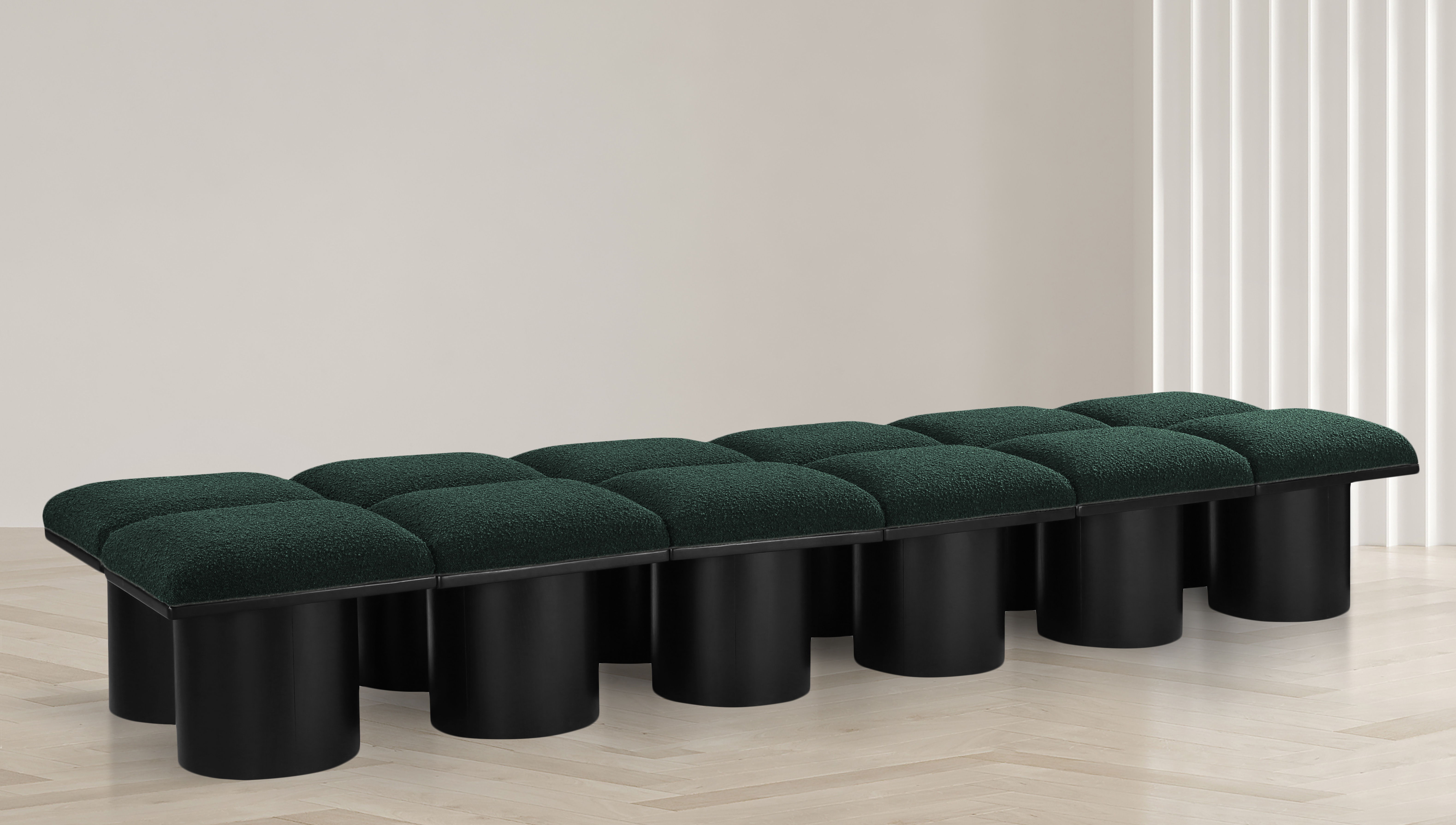 Pavilion - 108" 12 Piece Modular Bench With Black Base - Green