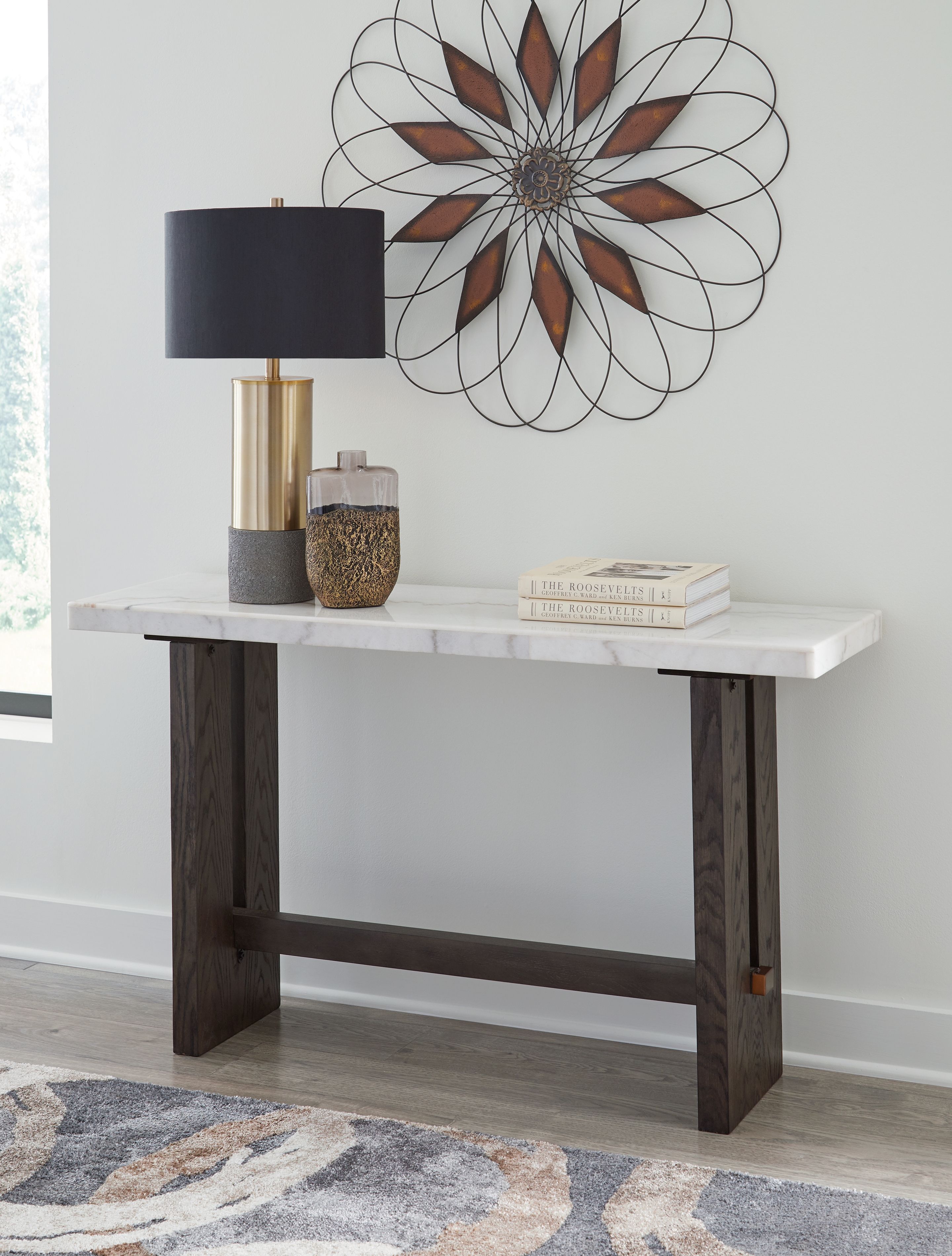 Ashley Furniture Burkhaus - Sofa Table - White / Dark Brown - Image 2
