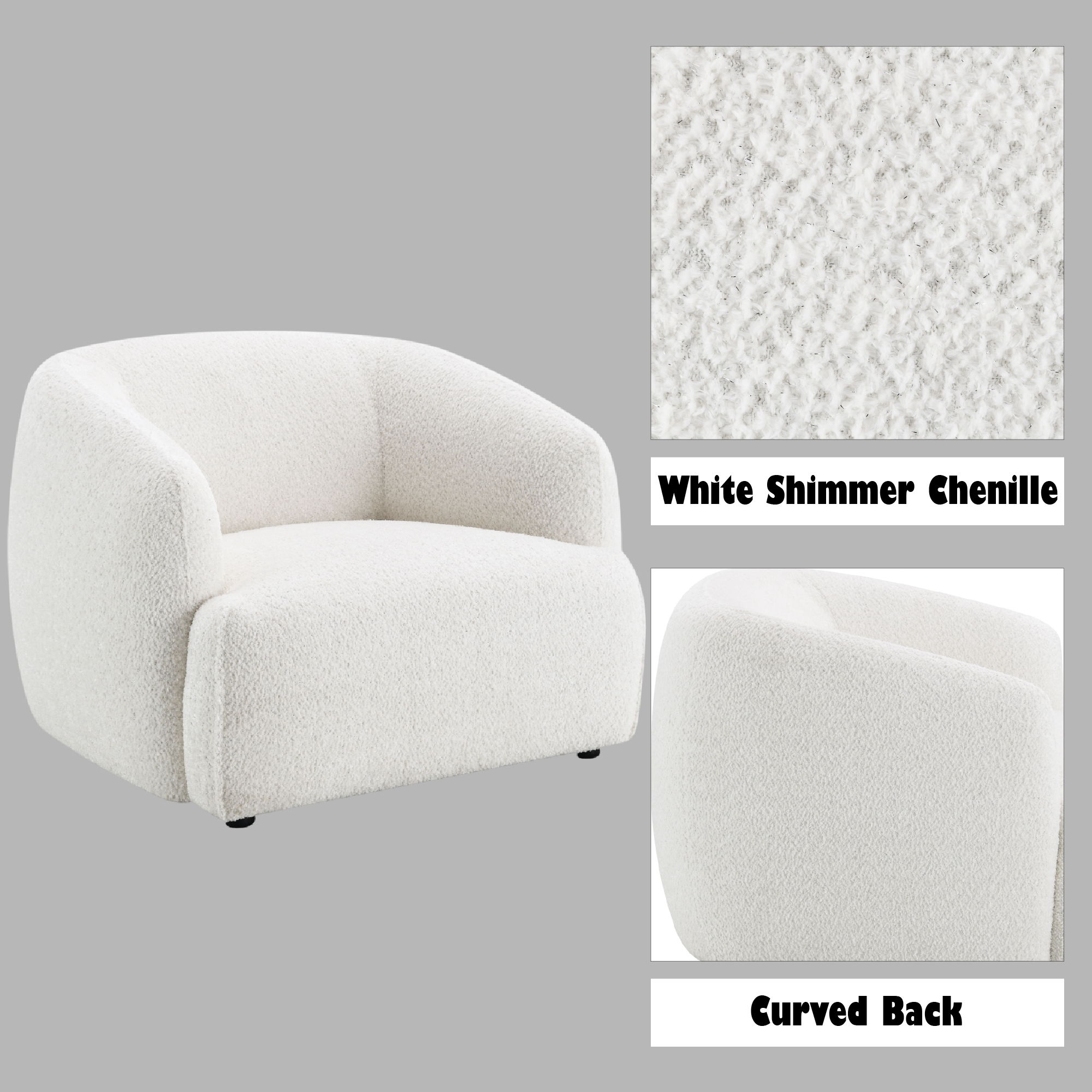 Lucifer - Chair - White Shimmer Chenille, white, view 7