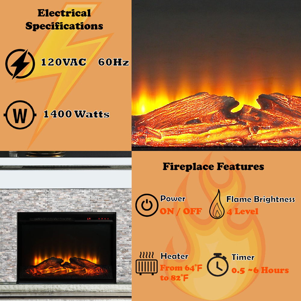 Laksha - Fireplace - Mirrored & Stone, silver