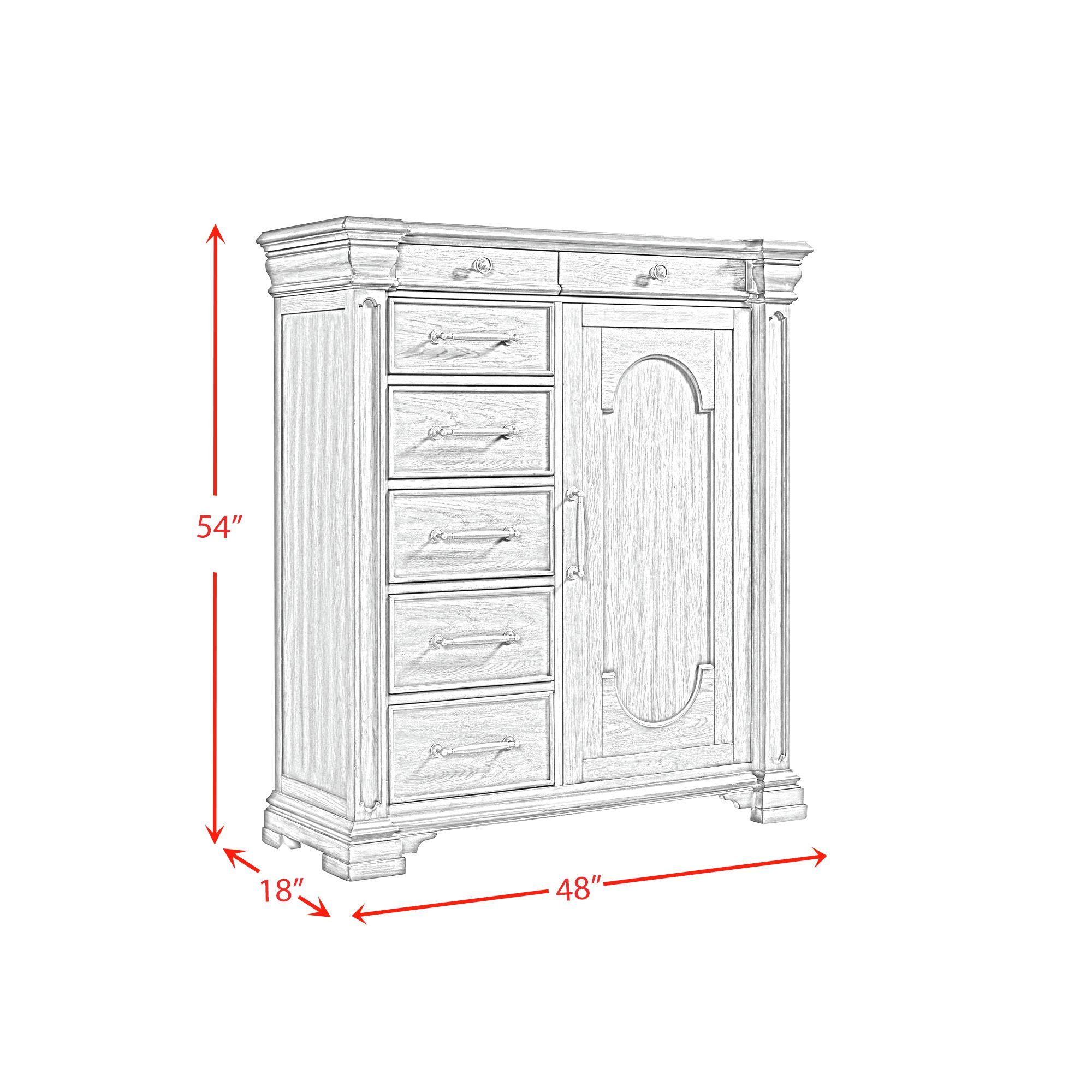 Kings Court - 1 Door And 7-Drawer Chest - Black