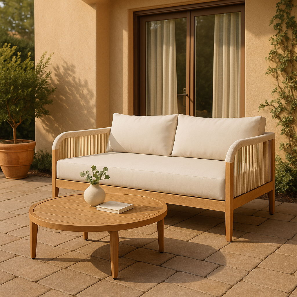 Maui - Water Resistant Outdoor Patio Loveseat - Cream
