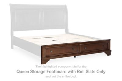 Trellington – Queen Storage Footboard With Roll Slats – Brown