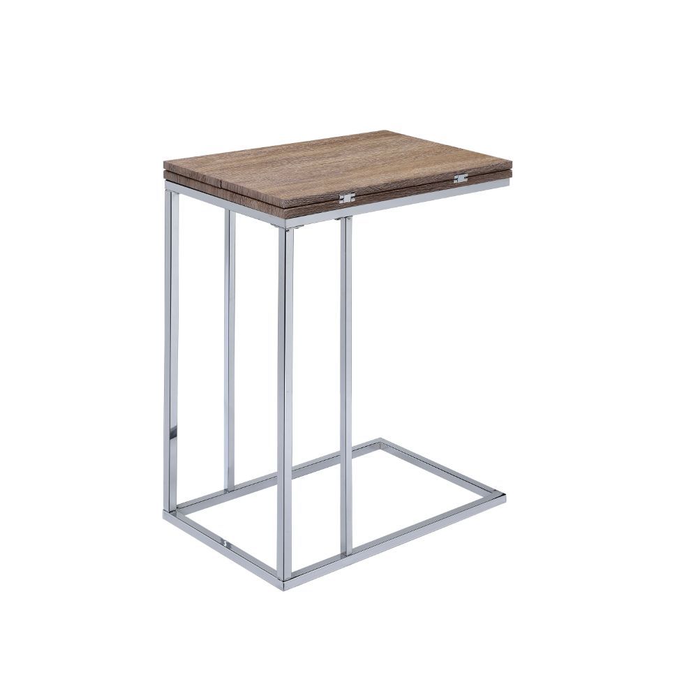 Danson - Accent Table - Weathered Oak & Chrome, silver
