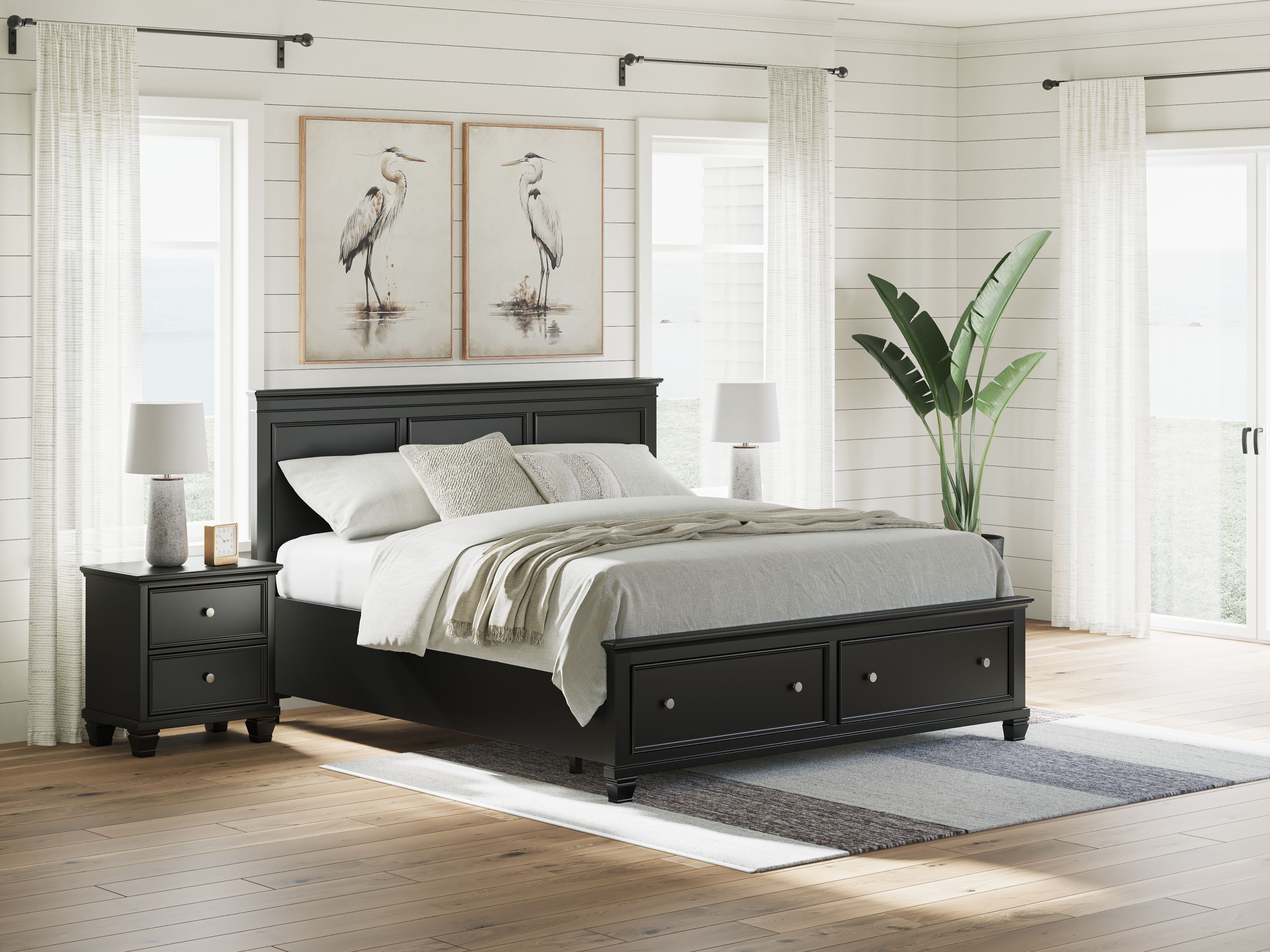 Lanolee - California King Panel Storage Bed - Black