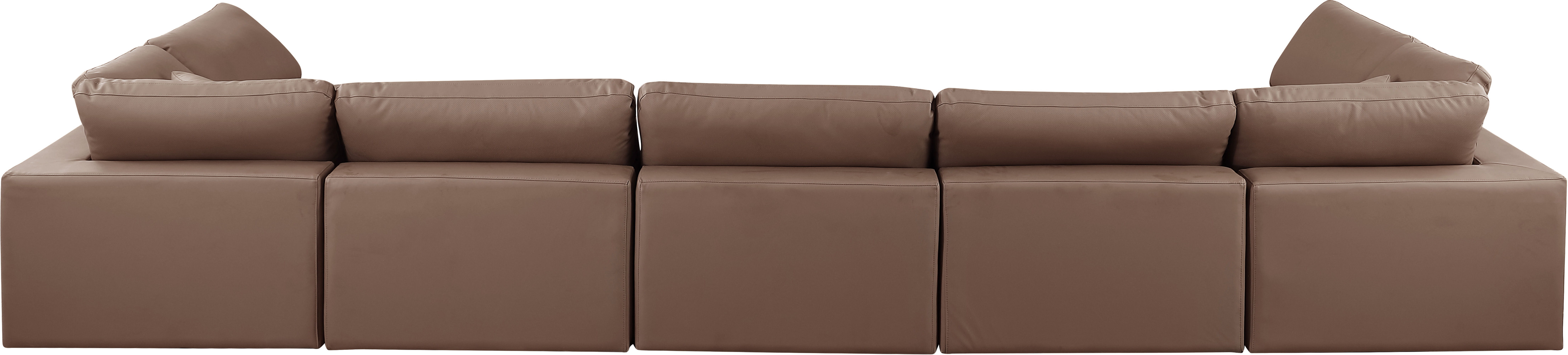 Comfy - 7 Piece Faux Leather Modular Armless Sectional - Brown