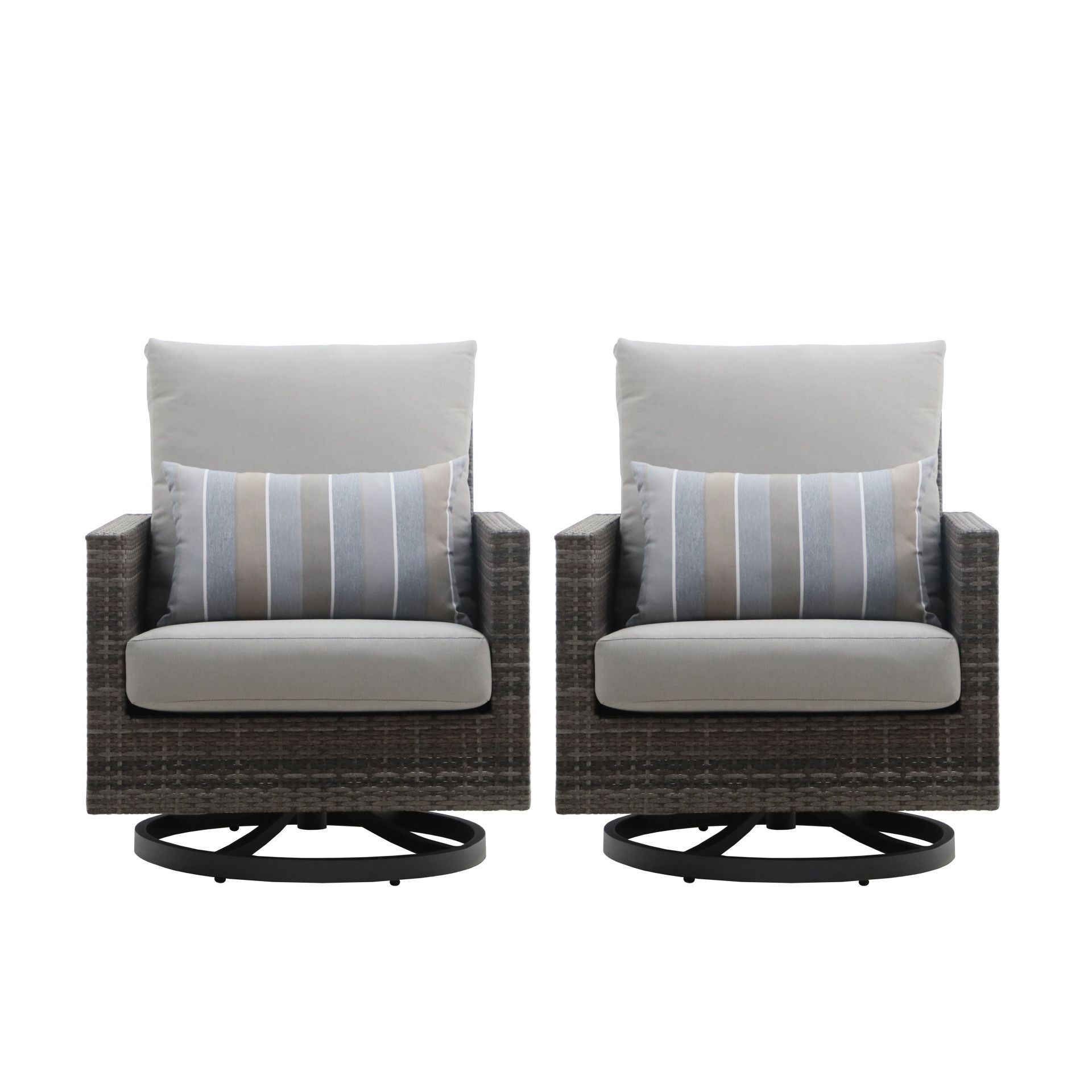 Bungalow - Patio Swivel Club Chair With Accent Pillow (Set of 2) - Gray, dark gray, view 6