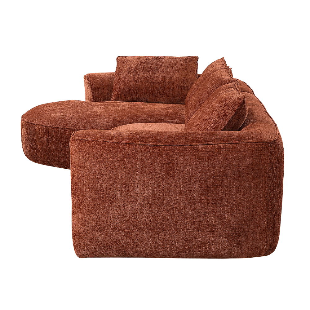 Aceso - Sectional Sofa With 4 Pillows - Rust Brown Chenille, dark brown, view 2