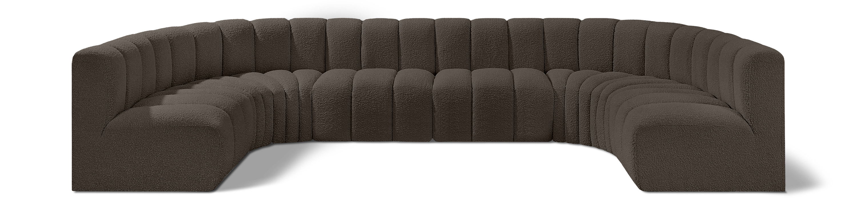 Arc - Boucle Fabric 8 Piece Modular Sofa - Brown