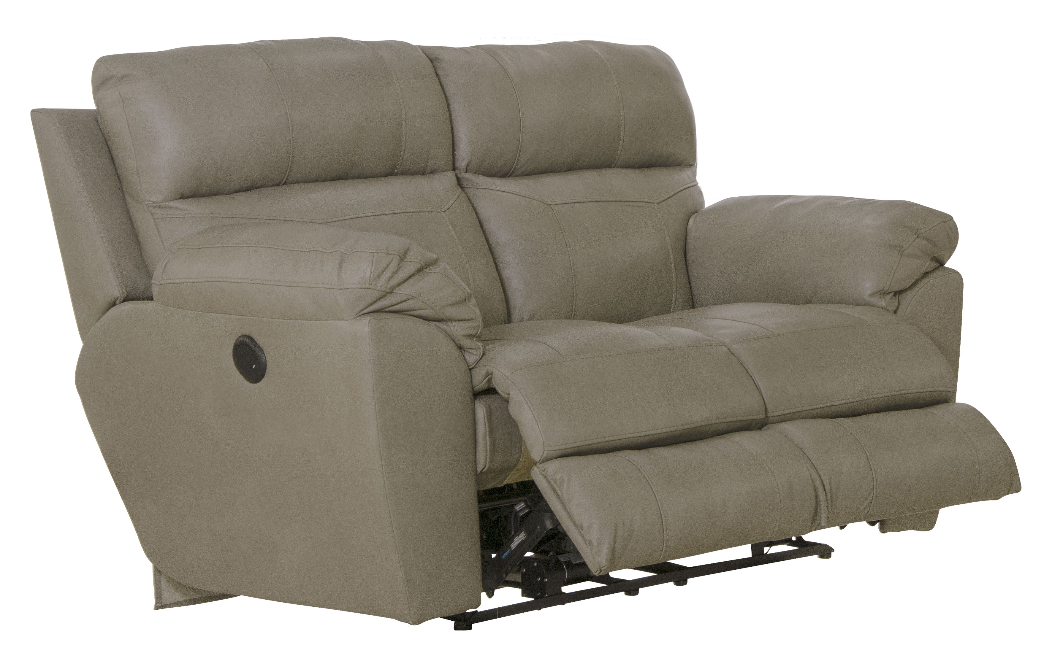 Costa - Top Grain Italian Leather Power Lay Flat Reclining Loveseat - Putty