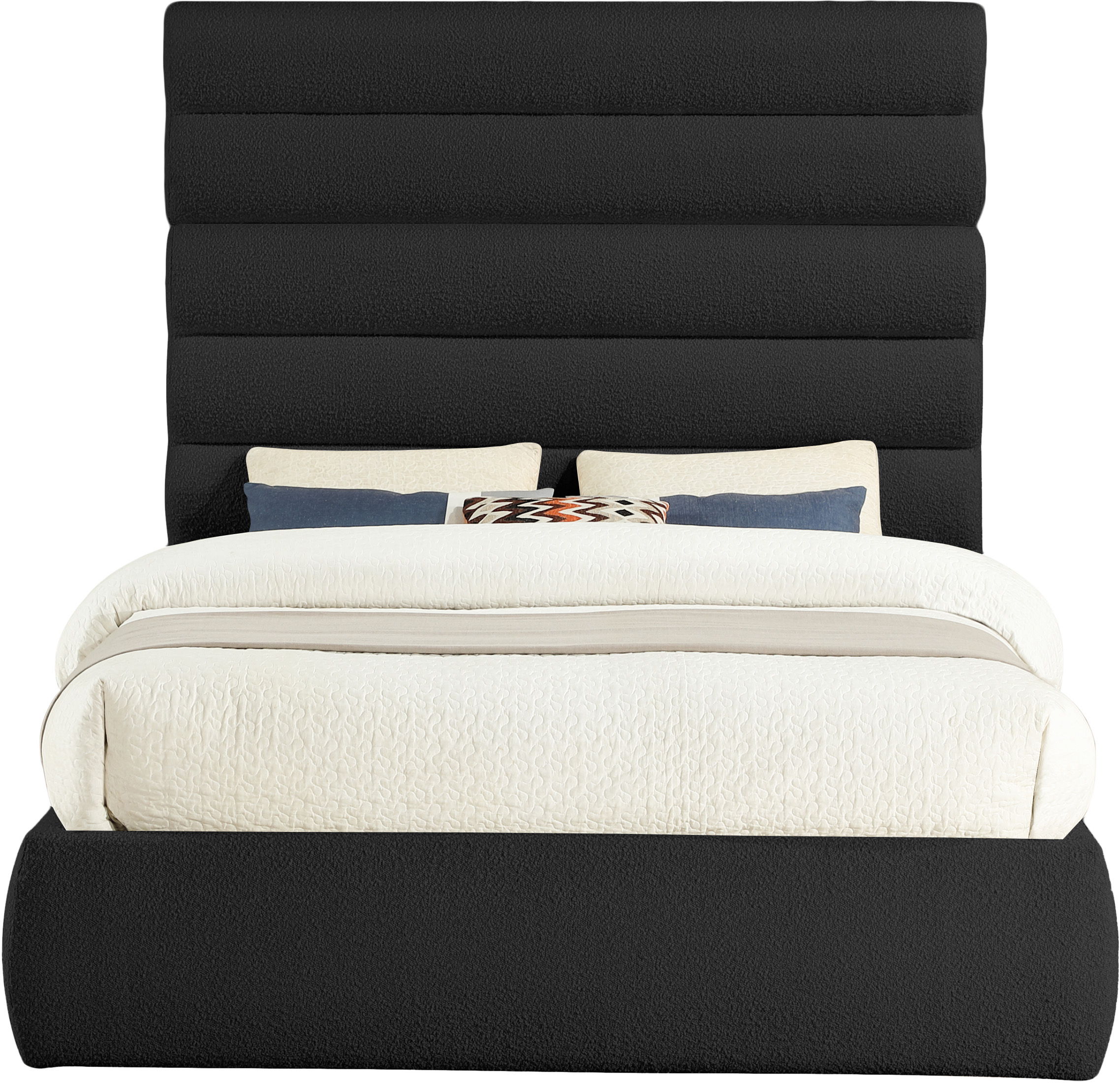 Adam - Boucle Fabric Queen Bed With 70.5" Headboard - Black