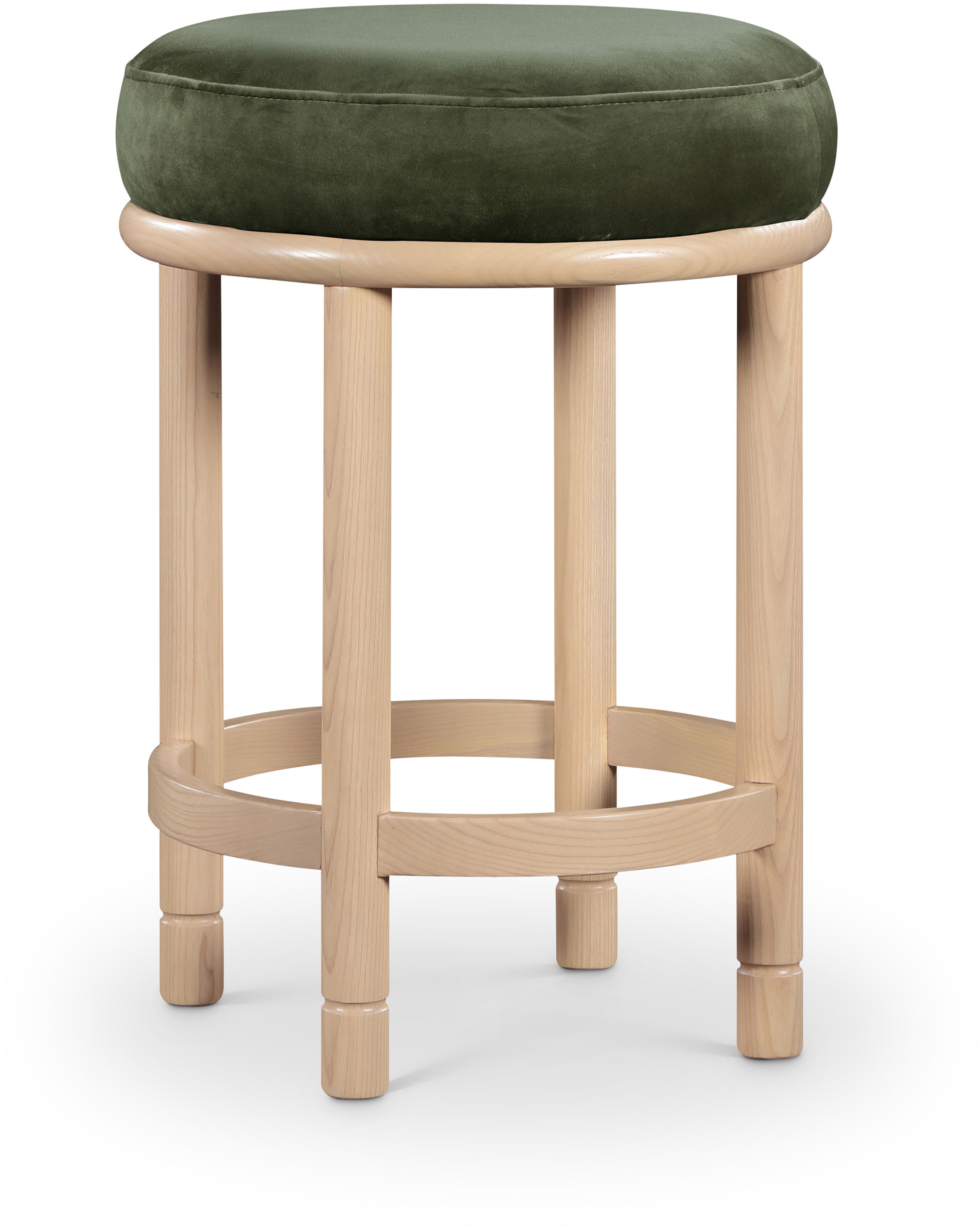 Monette - Counter Stool With Natural Base - Green