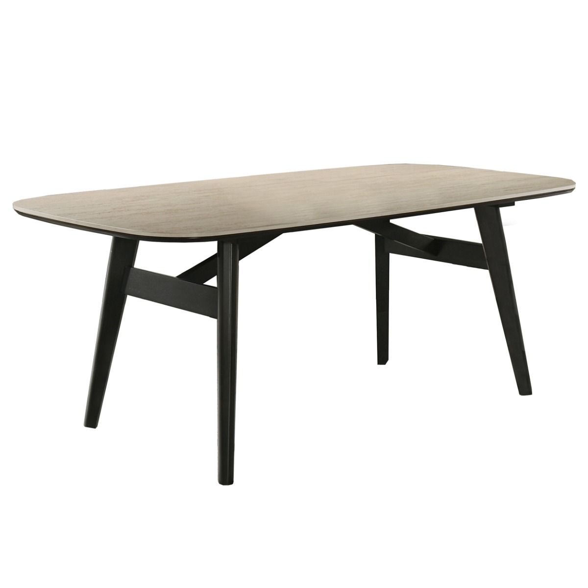Lark - Dining Table - Travertine / Black, white