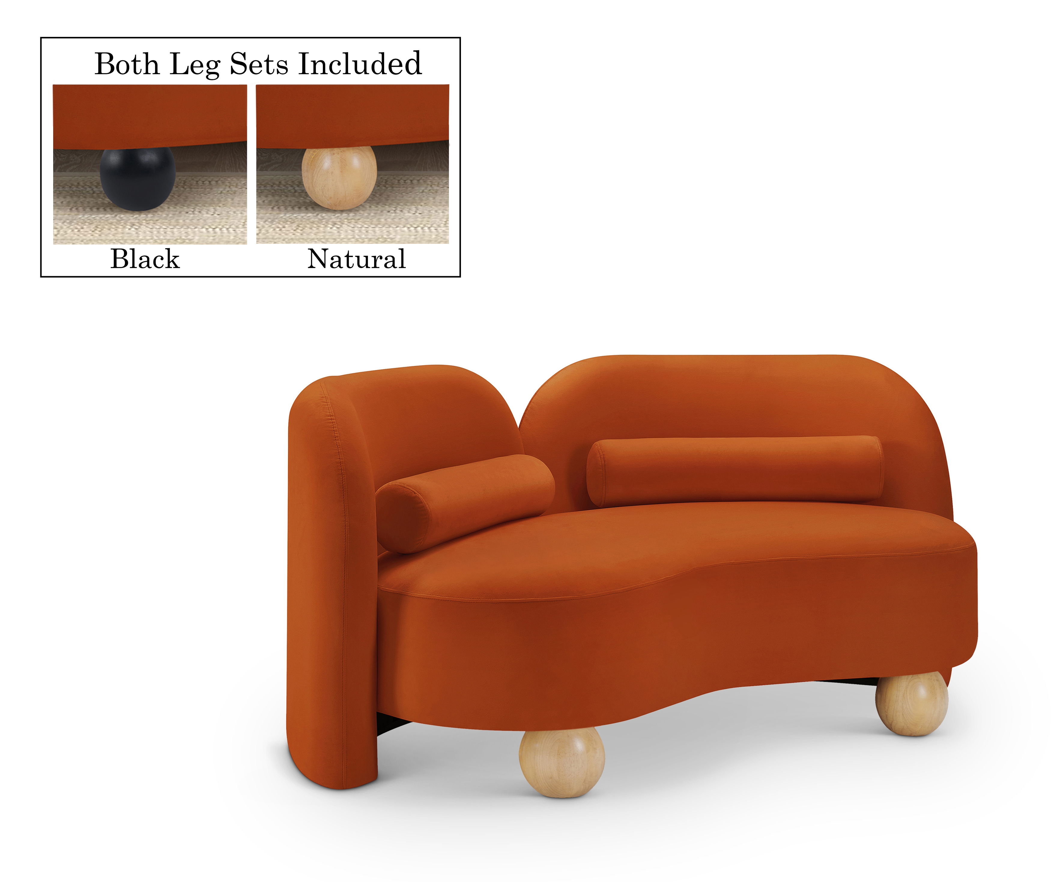 Daphne - Velvet Loveseat - Cognac