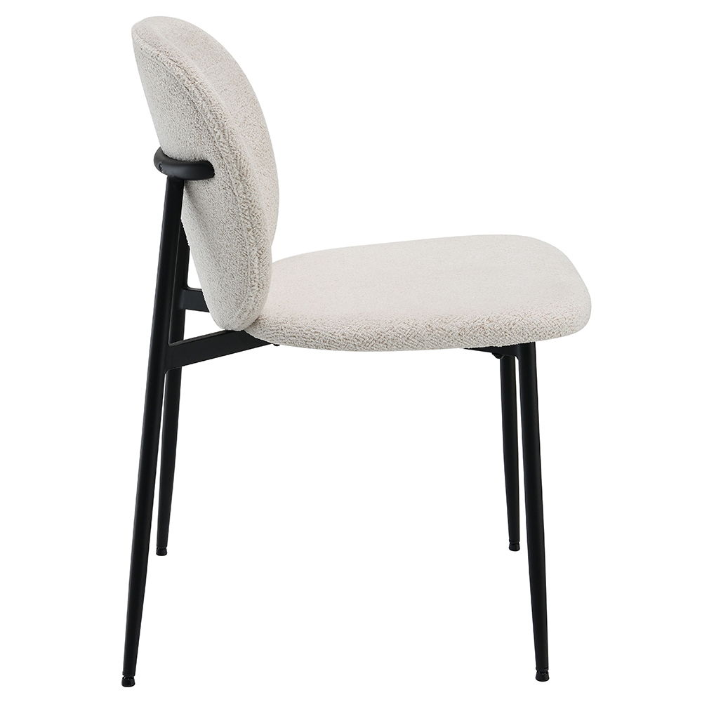 Klaus - Side Chair (Set of 2) - White Boucle & Black Finish, white, view 3
