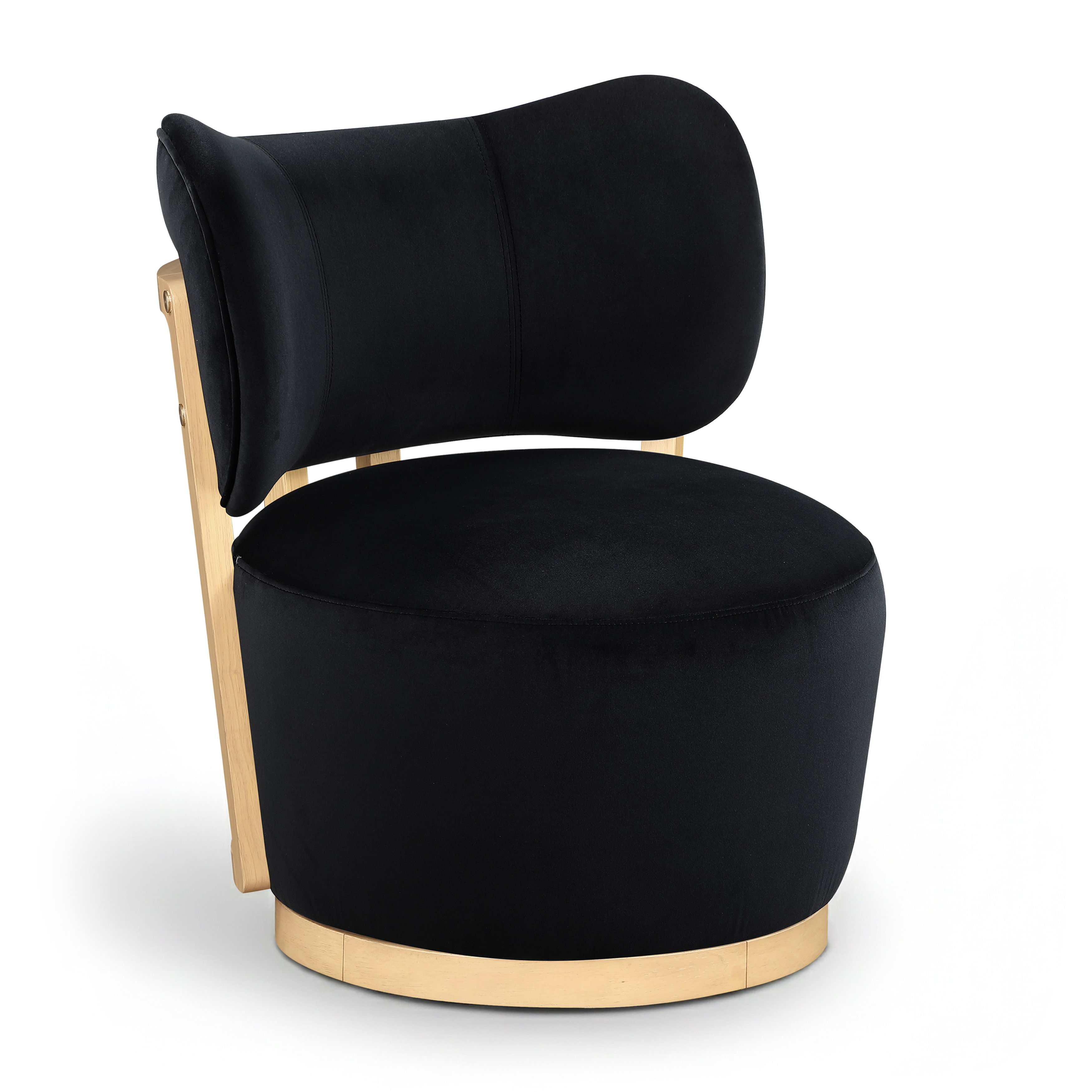 Elara - Velvet Upholstered Swivel Accent Chair - Black