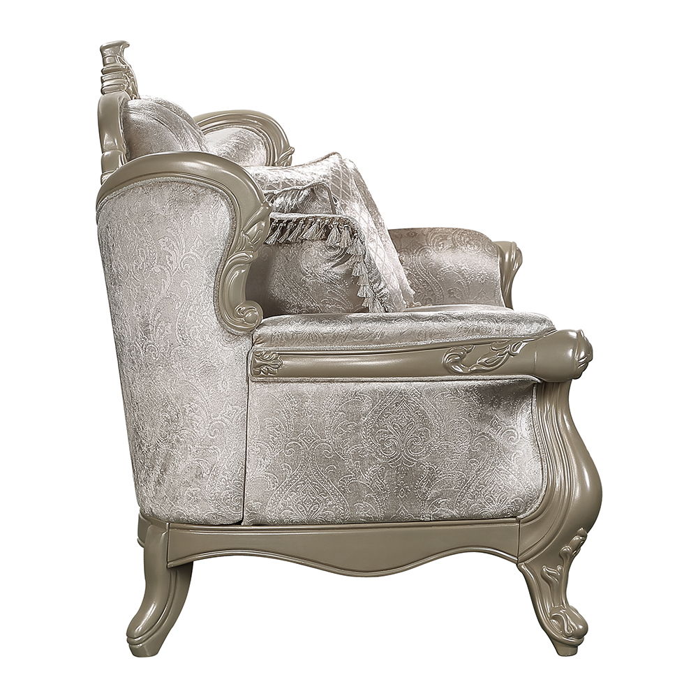 Libertee - Sofa With 5 Pillows - Beige Fabric & Champagne, silver, view 3