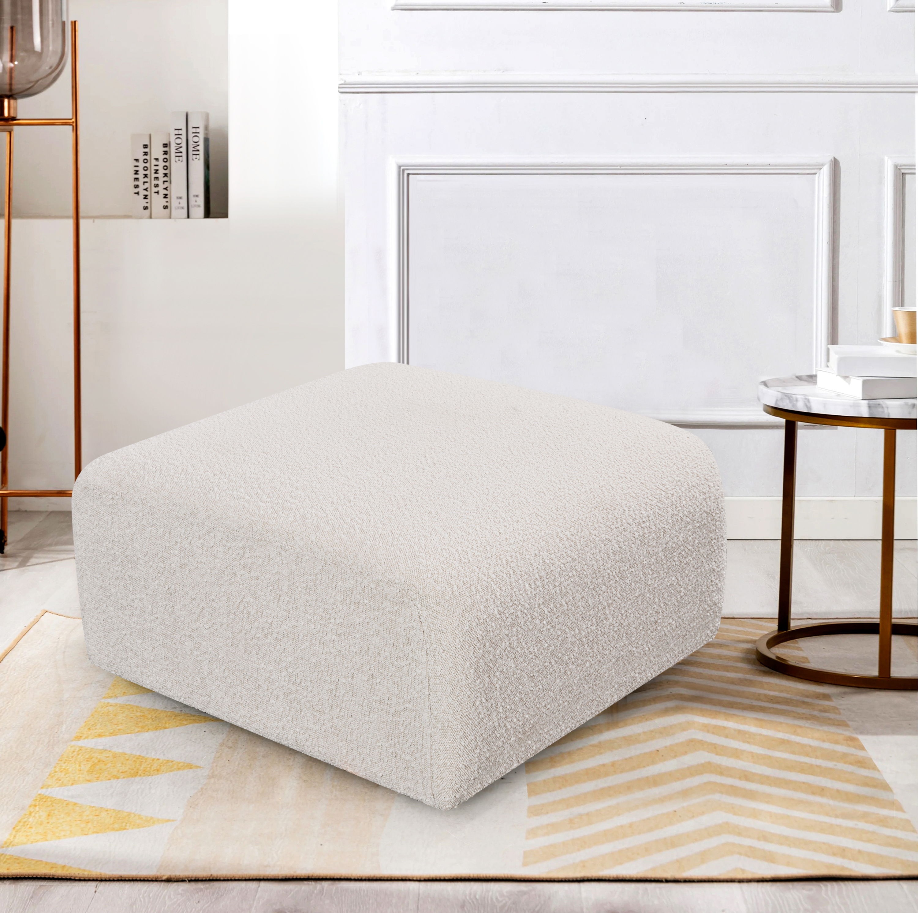 Arc - Boucle Fabric Ottoman - Cream