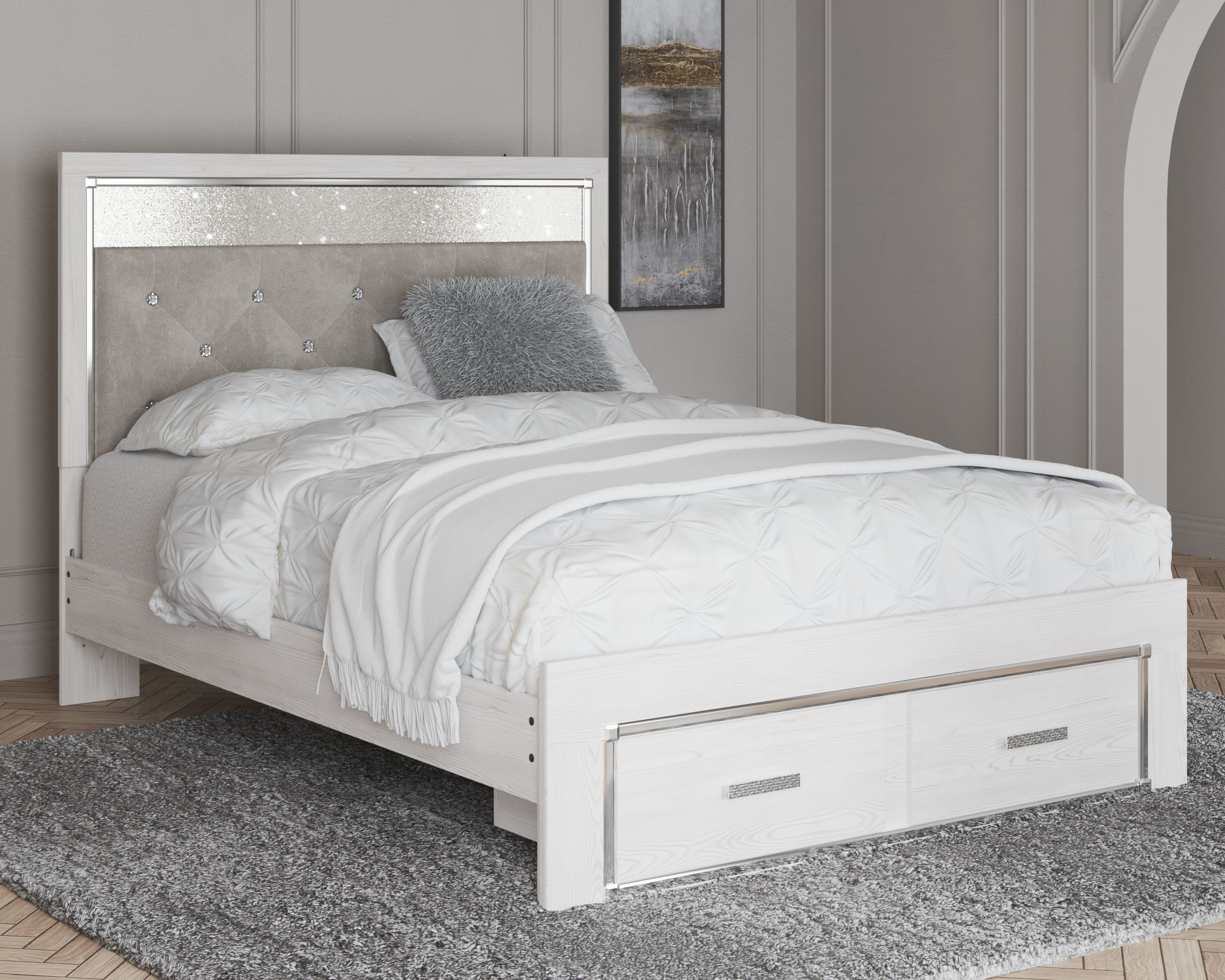 Altyra - Queen Panel Bed With Footboard Storage - White