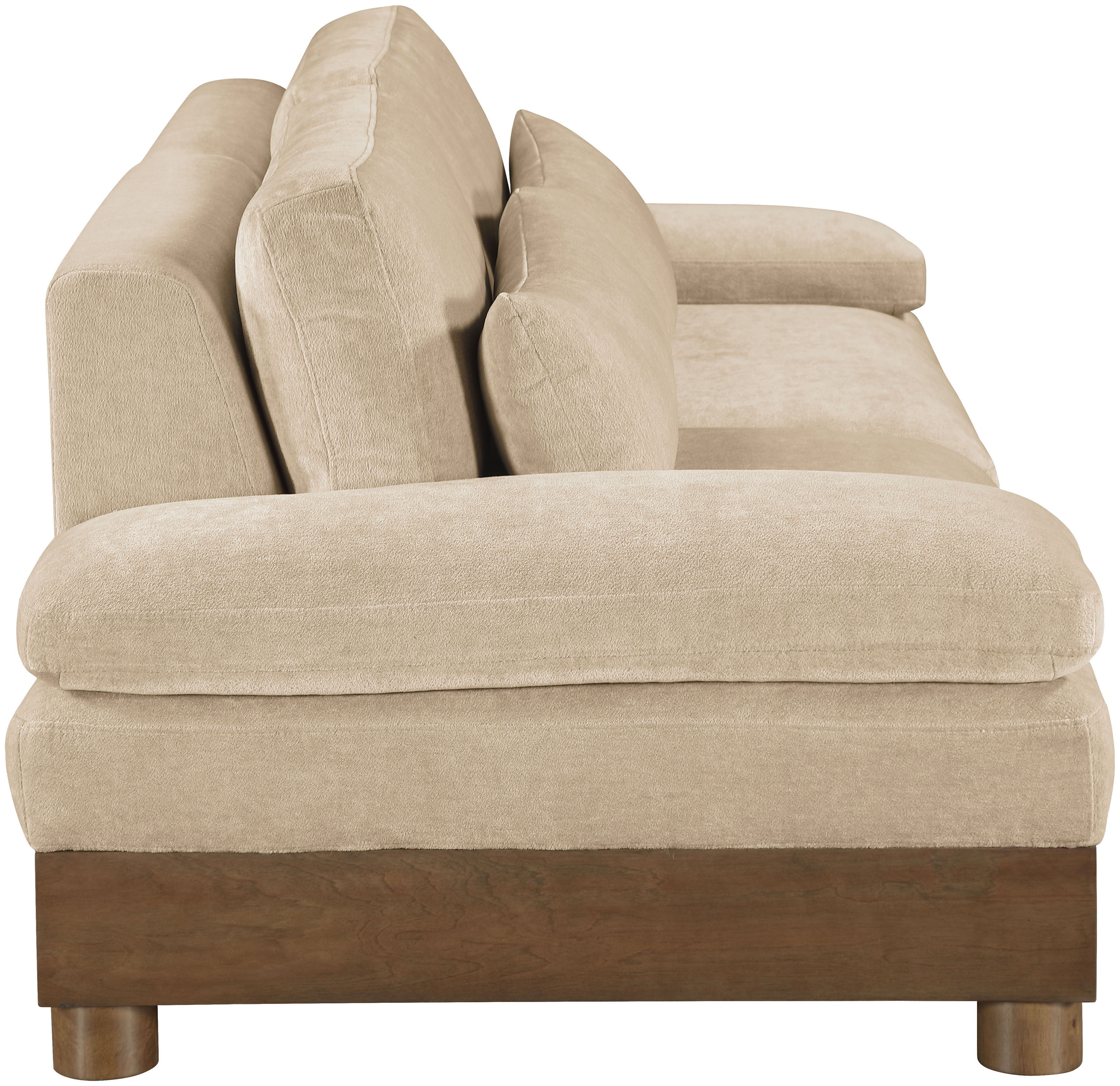 Turin - 95.5" Chenille Fabric Upholstered 2 Piece Modular Loveseat - Beige / Brown Walnut
