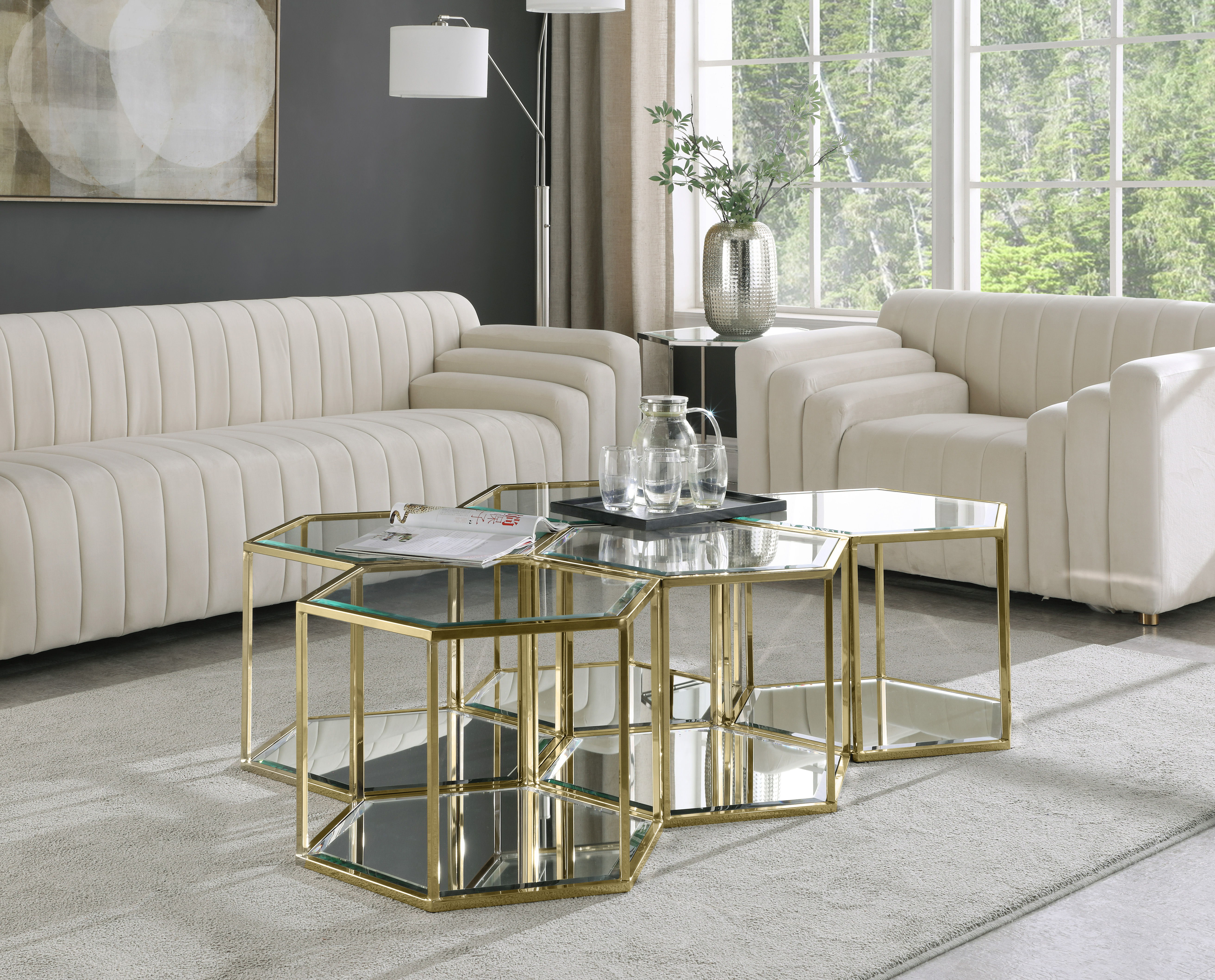 Sei - Coffee Table 5 Piece - Gold