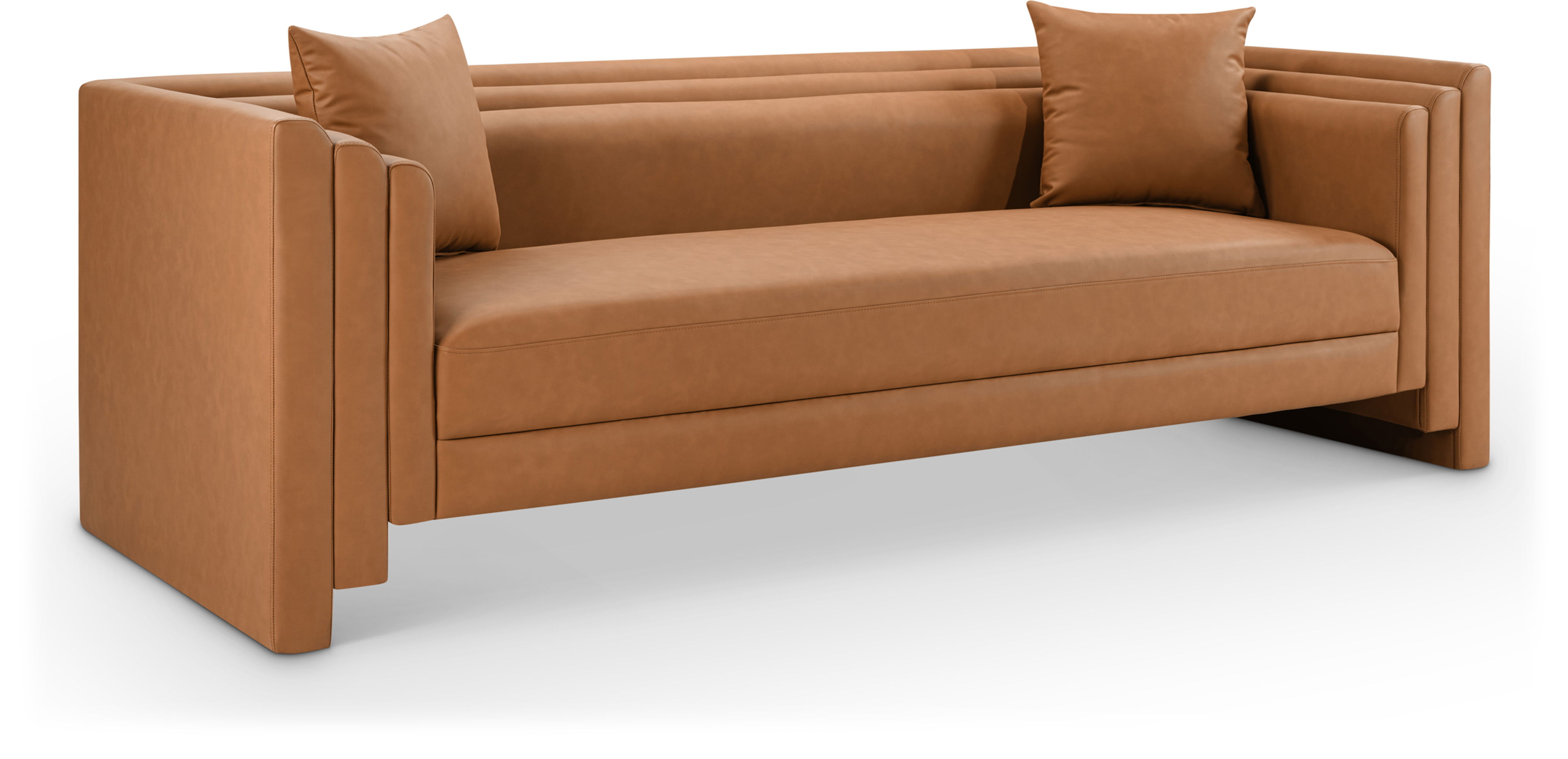 Everett - Vegan Leather 88.5" Upholstered Sofa - Cognac