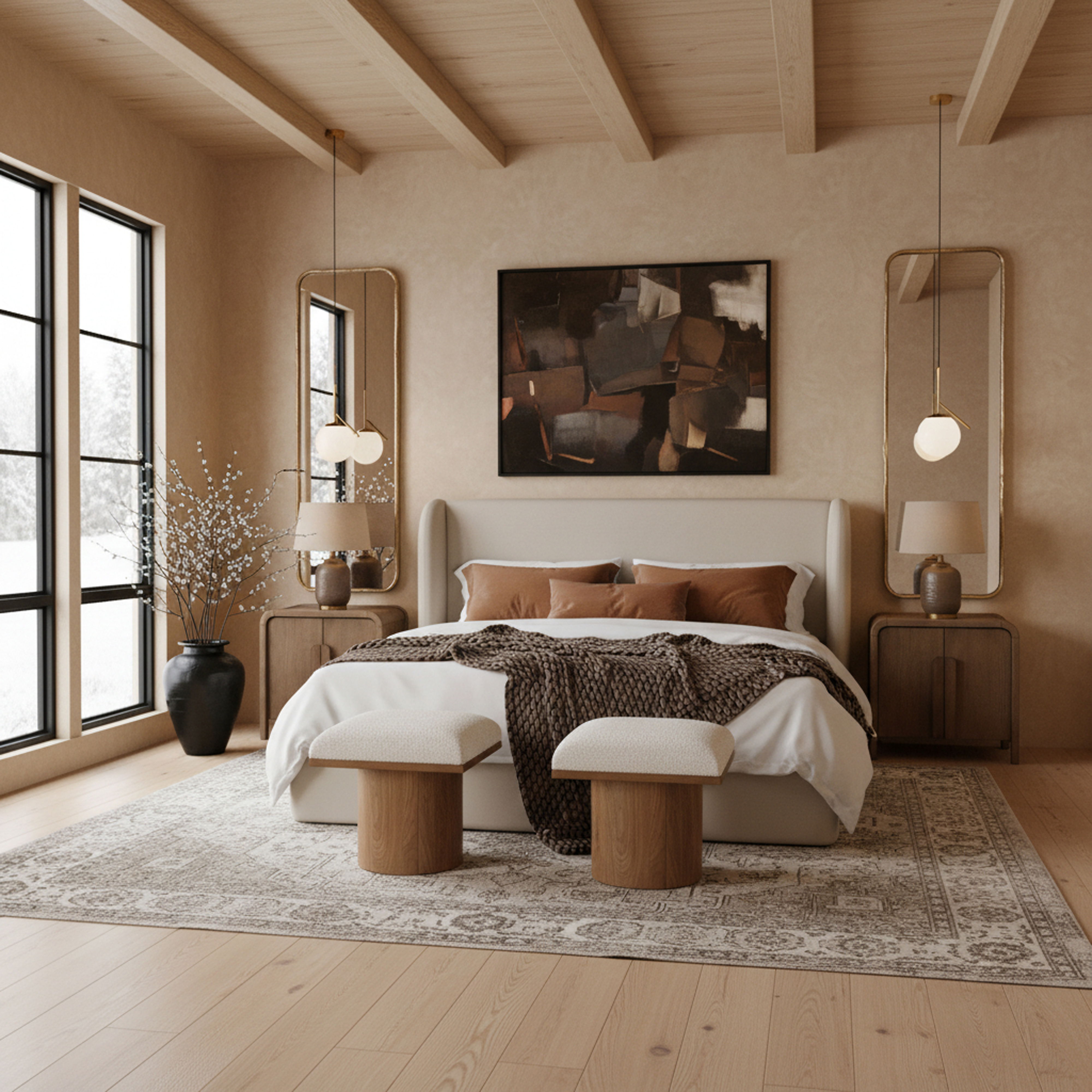 Warby - Vegan Leather Upholstered King Bed - Taupe