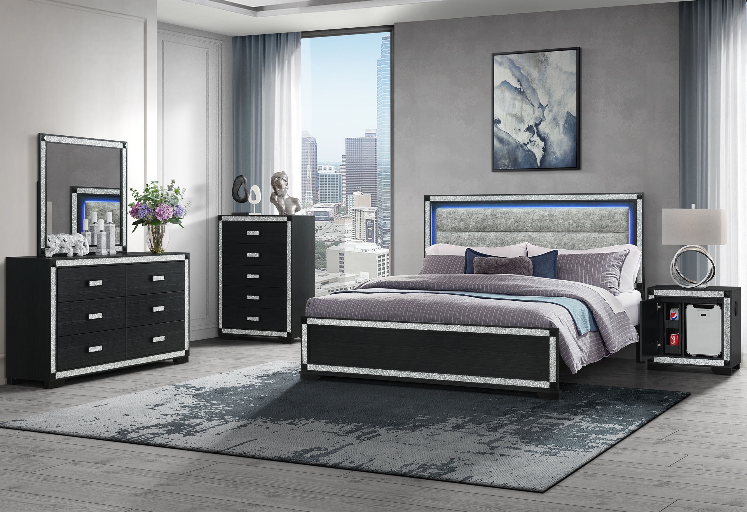 Queen · 5 Pc · Queen Bedroom Set With Cooler And Speaker