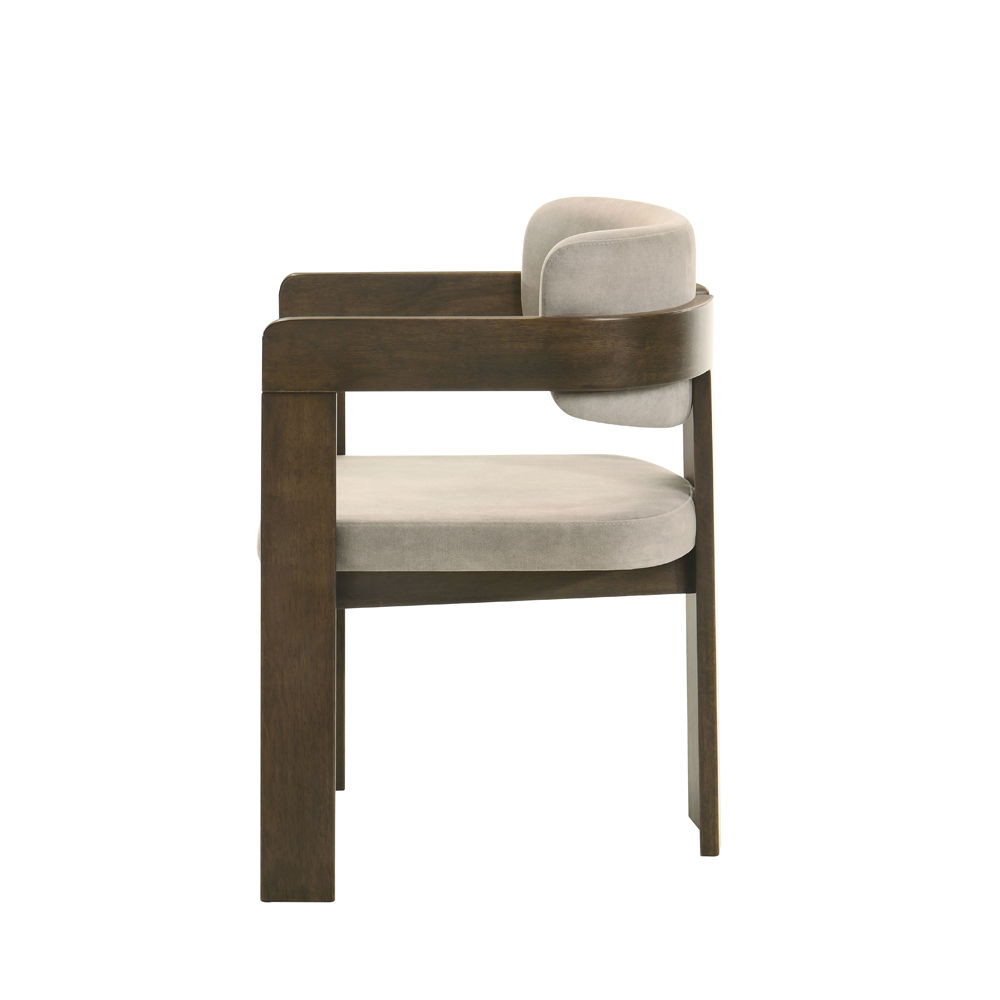 Destin - Side Chair - Light Gray Fabric & Walnut, gray, view 3