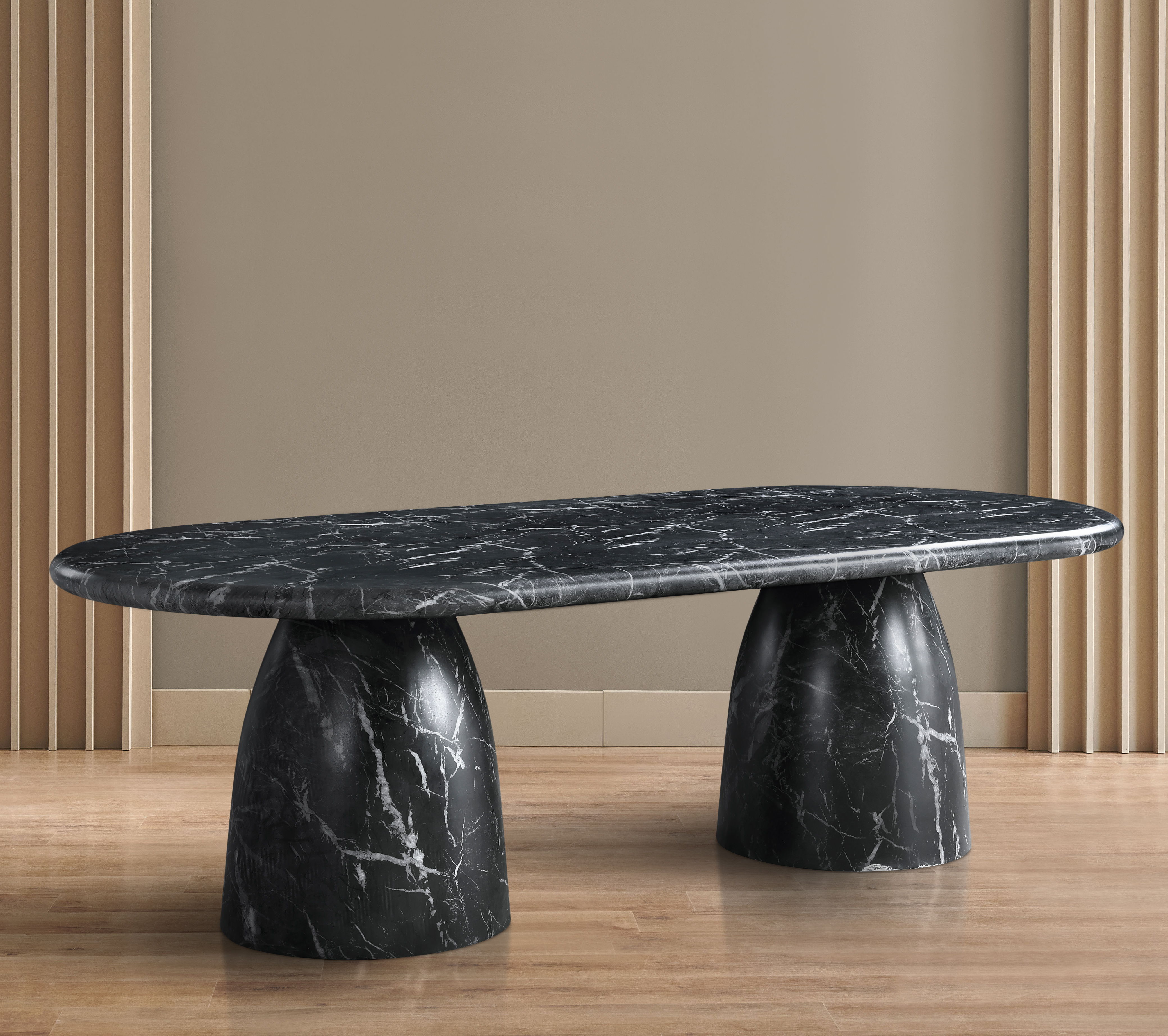 Cosenza - 96" Marble Finish Concrete Dining Table - Black
