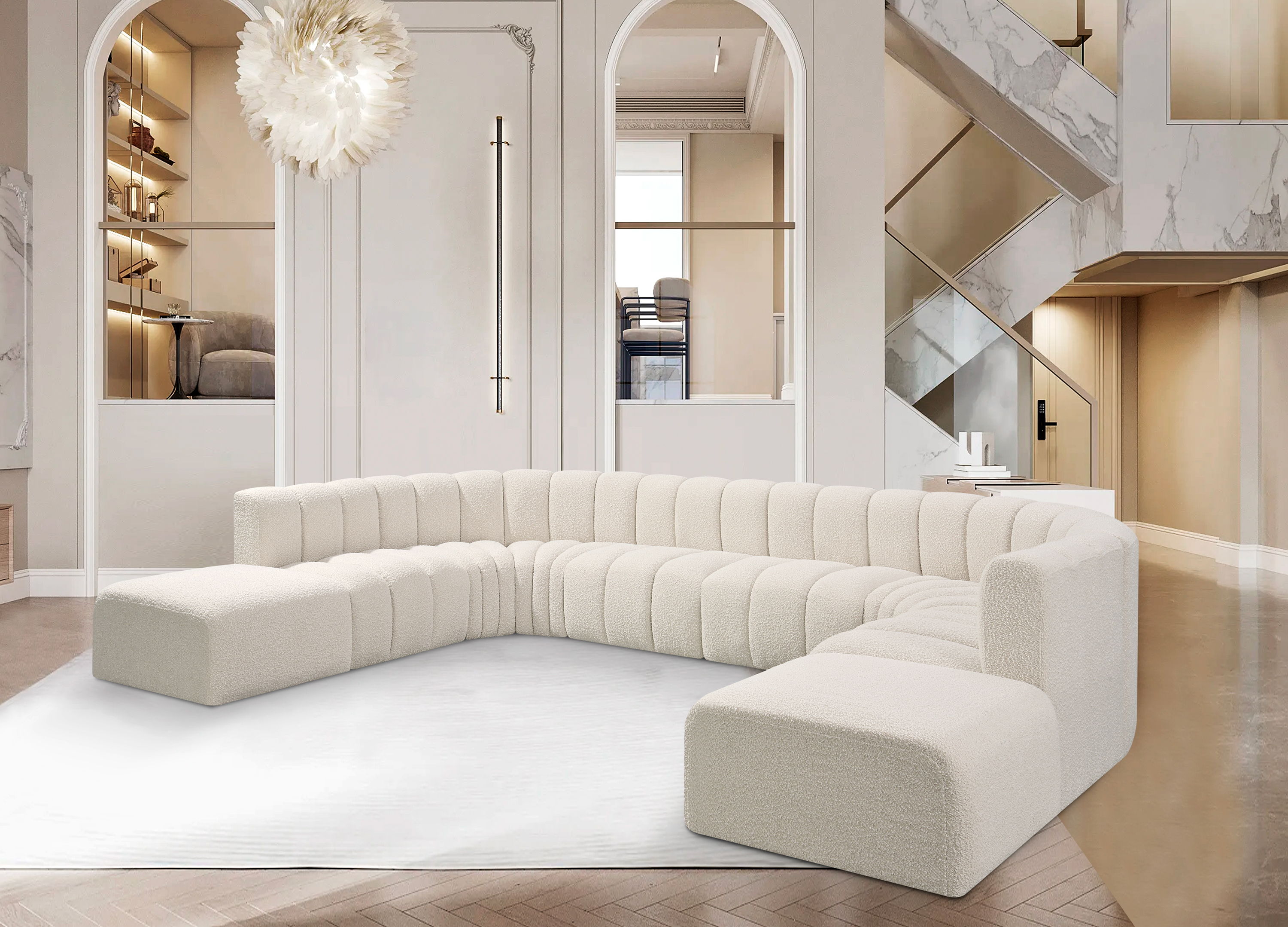 Arc - Boucle Fabric Modular Sectional - Cream