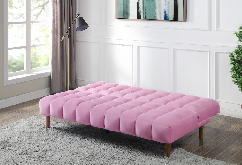 Yolandi - Adjustable Sofa - Pink Velvet & Dark Walnut, pink, view 7