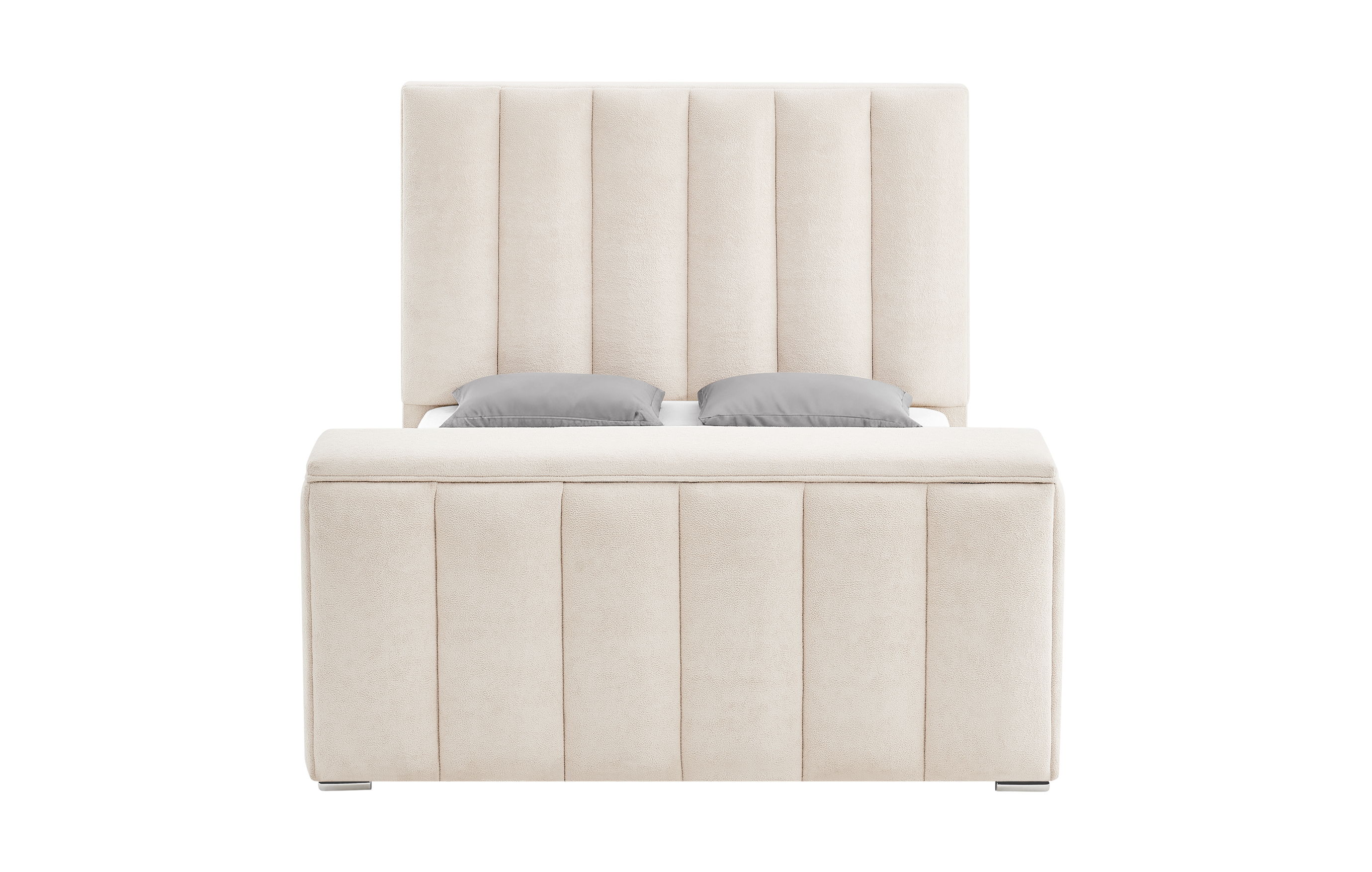Serenity - King Bed With Speaker, TV Lift, Fireplace - Cream