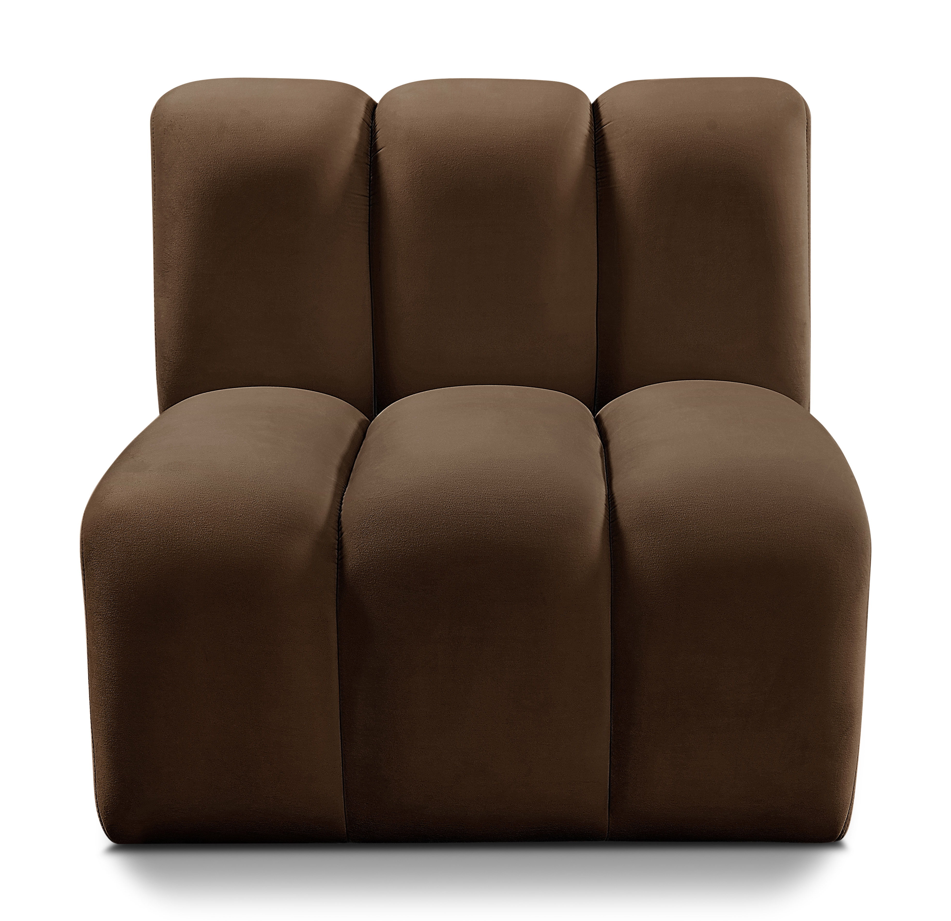 Arc - Velvet Straight Chair - Brown