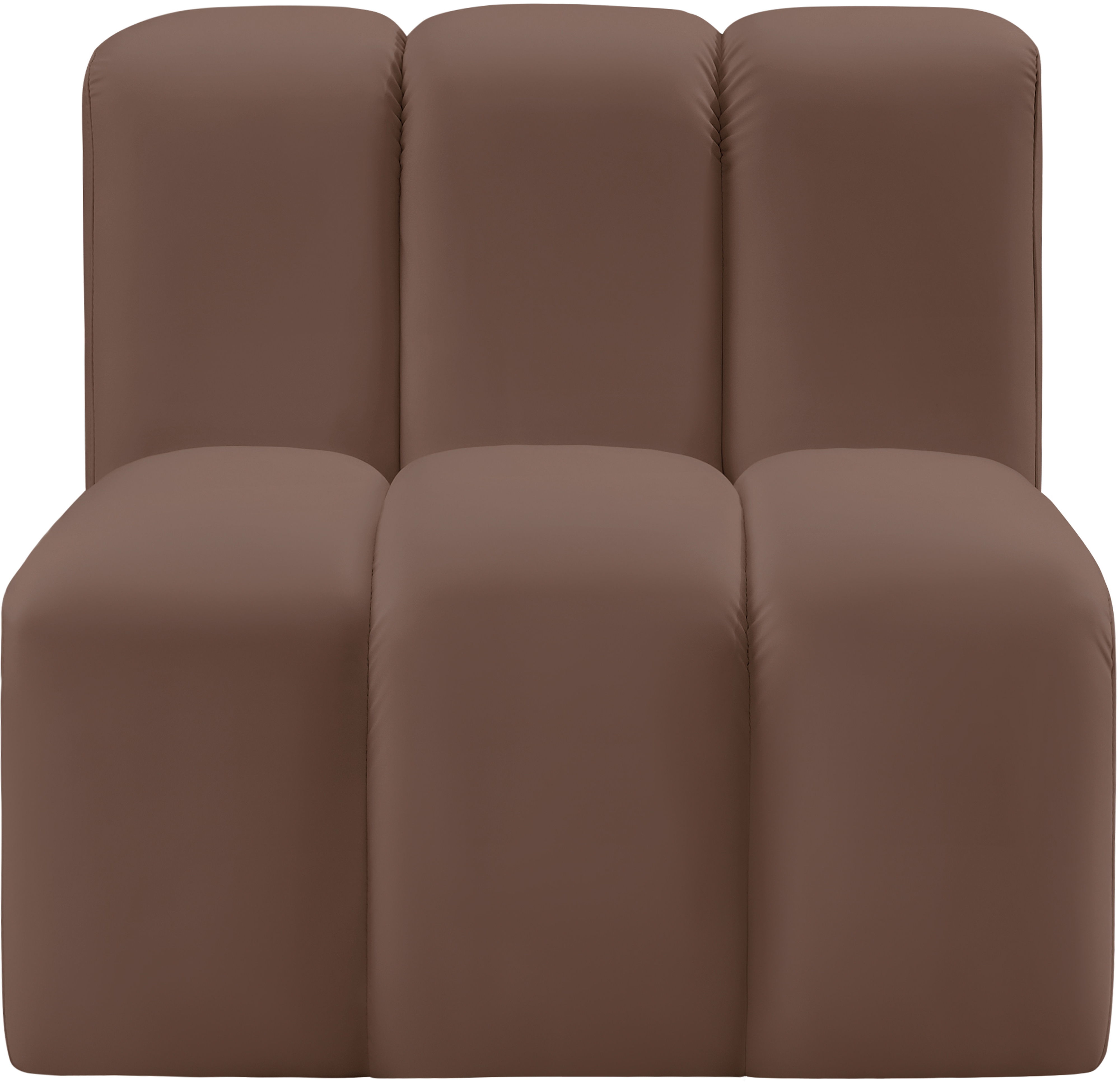 Arc - Faux Leather Straight Chair - Brown
