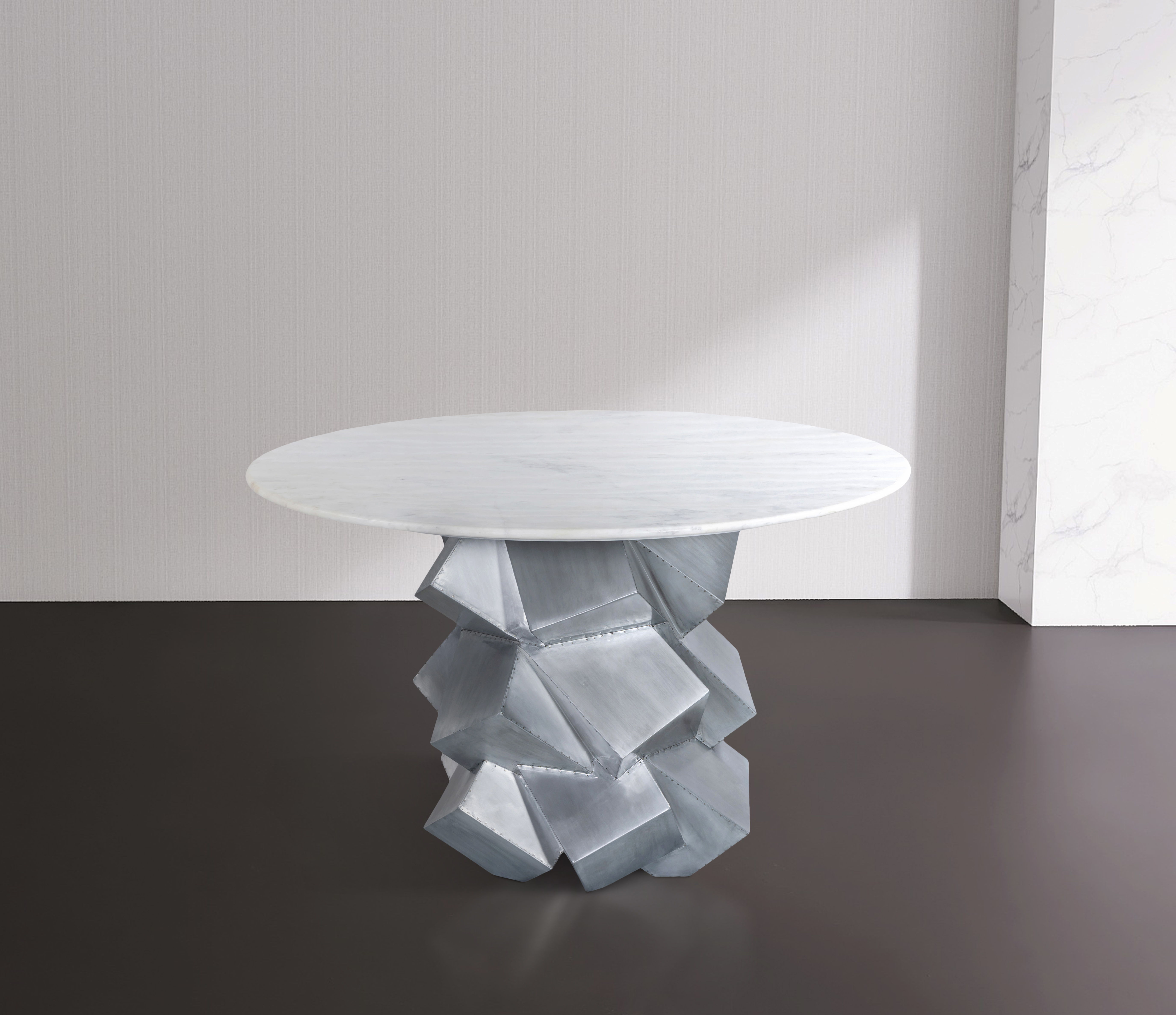 Walker - Dining Table - White / Silver
