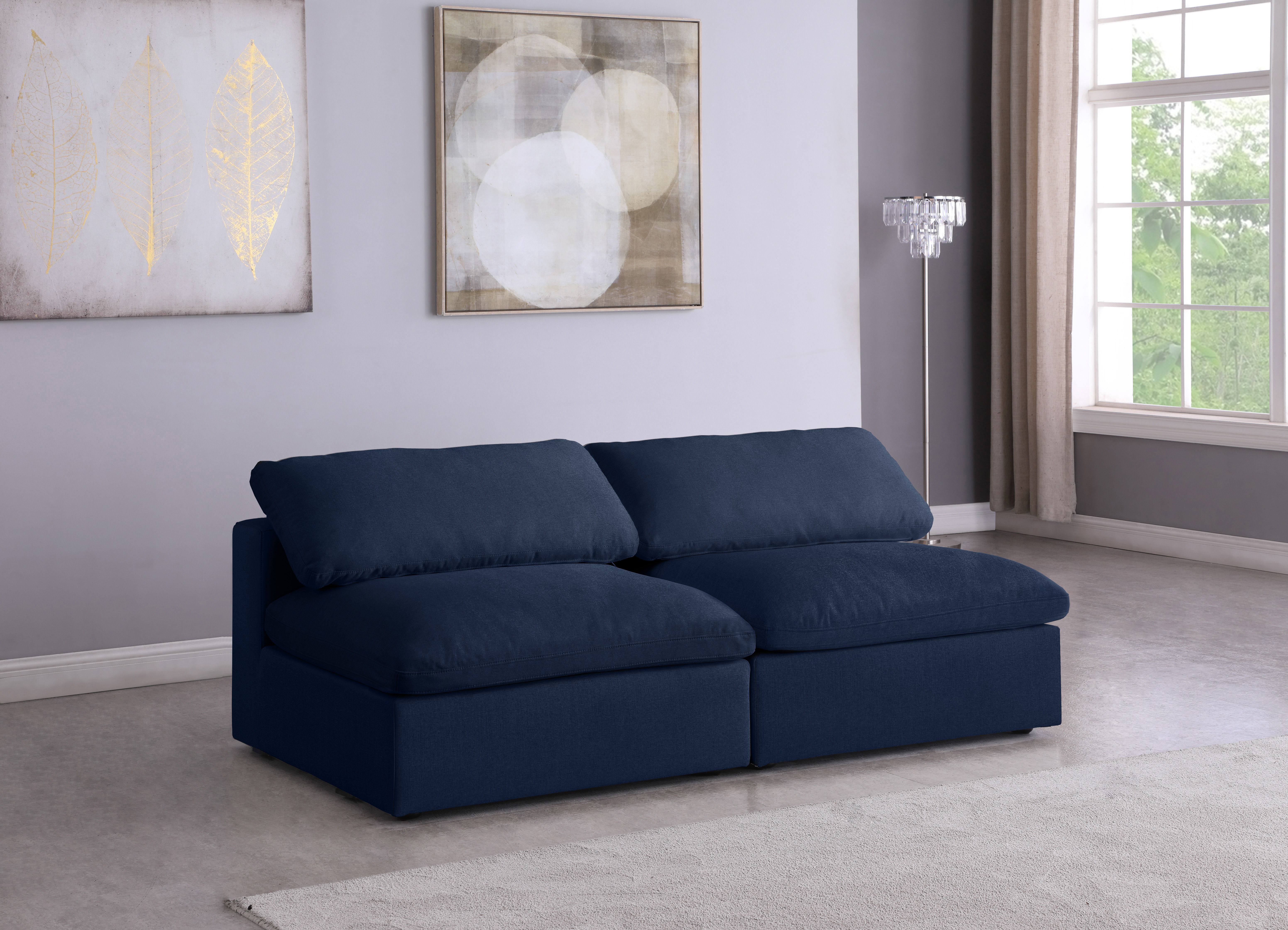 Serene - 2 Piece Modular Armless Sofa - Navy