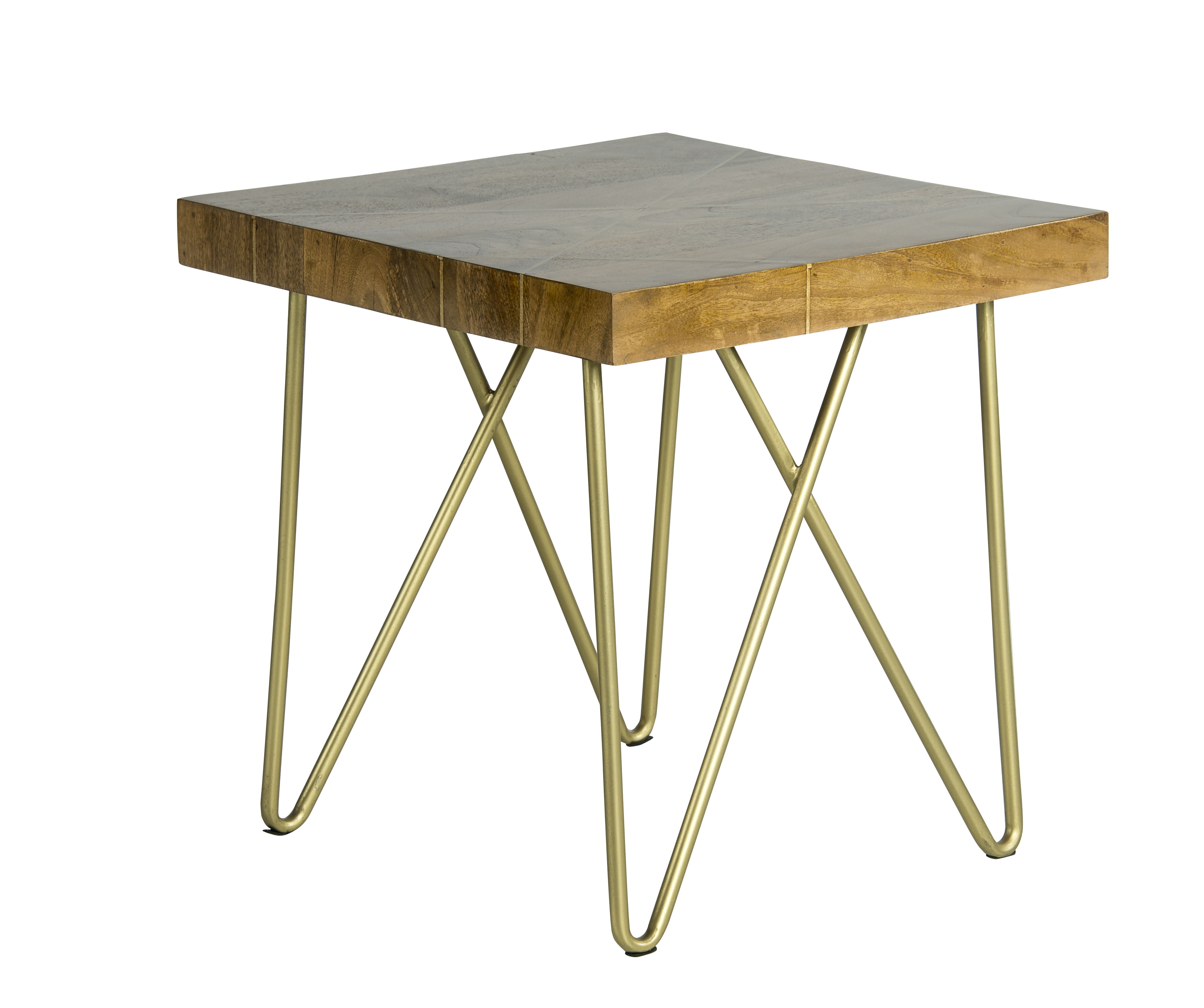 Walter - Brass Inlay End Table - Brown