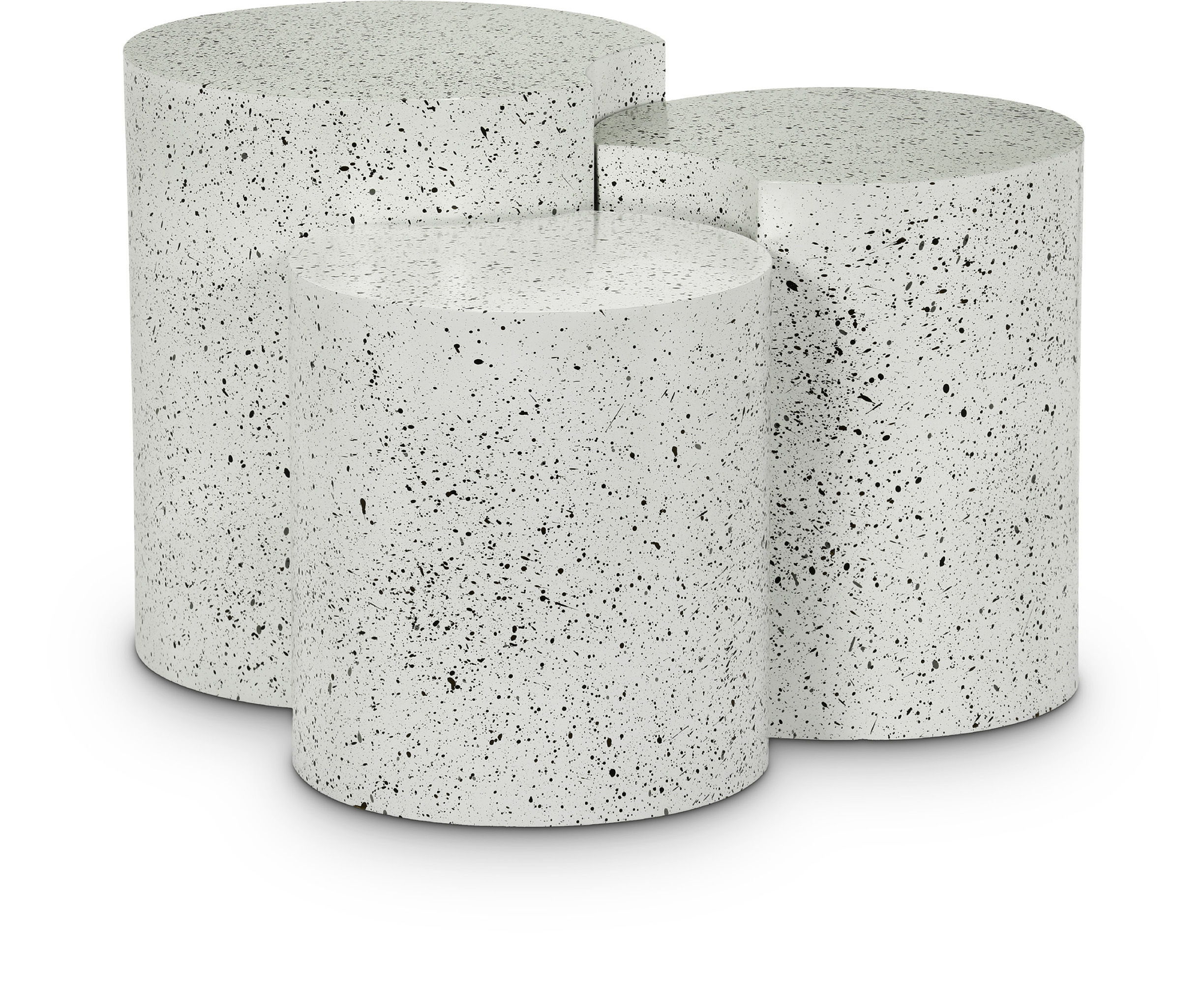 Dimple - 20" 3 Piece Modular End Table - White Terazzo